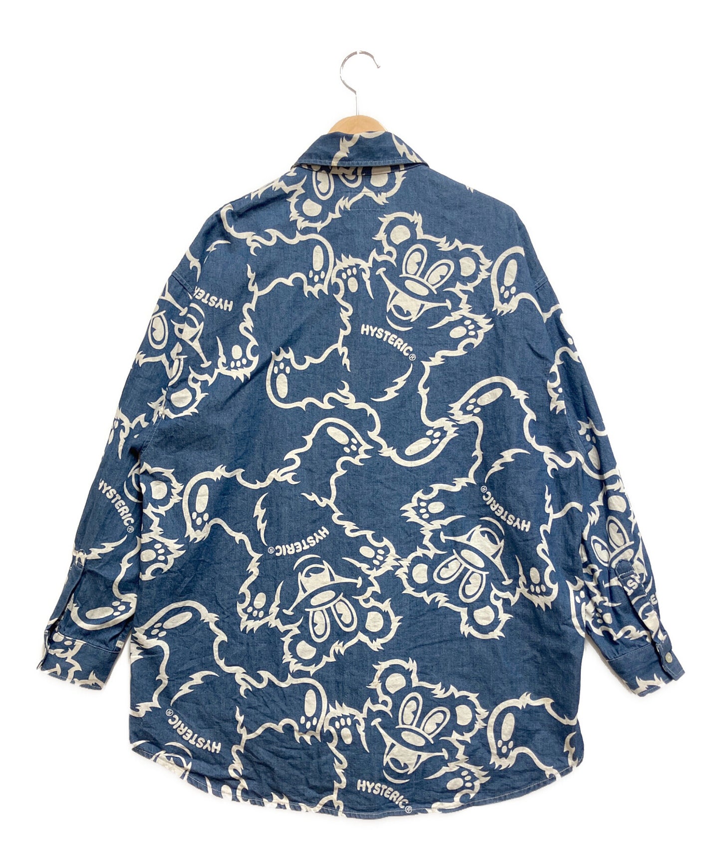 [Pre-owned] Hysteric Glamour FIRE BEAR pattern oversized denim shirt 01221AH04