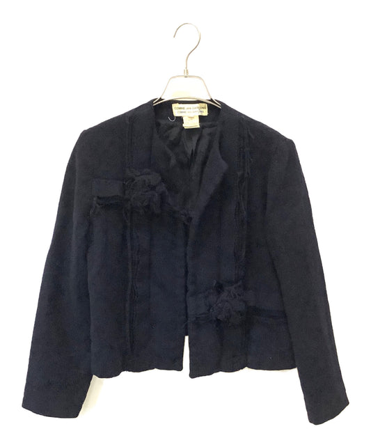 [Pre-owned] COMME des GARCONS COMME des GARCONS Shrunken Flower Collarless Wool Jacket W5J017