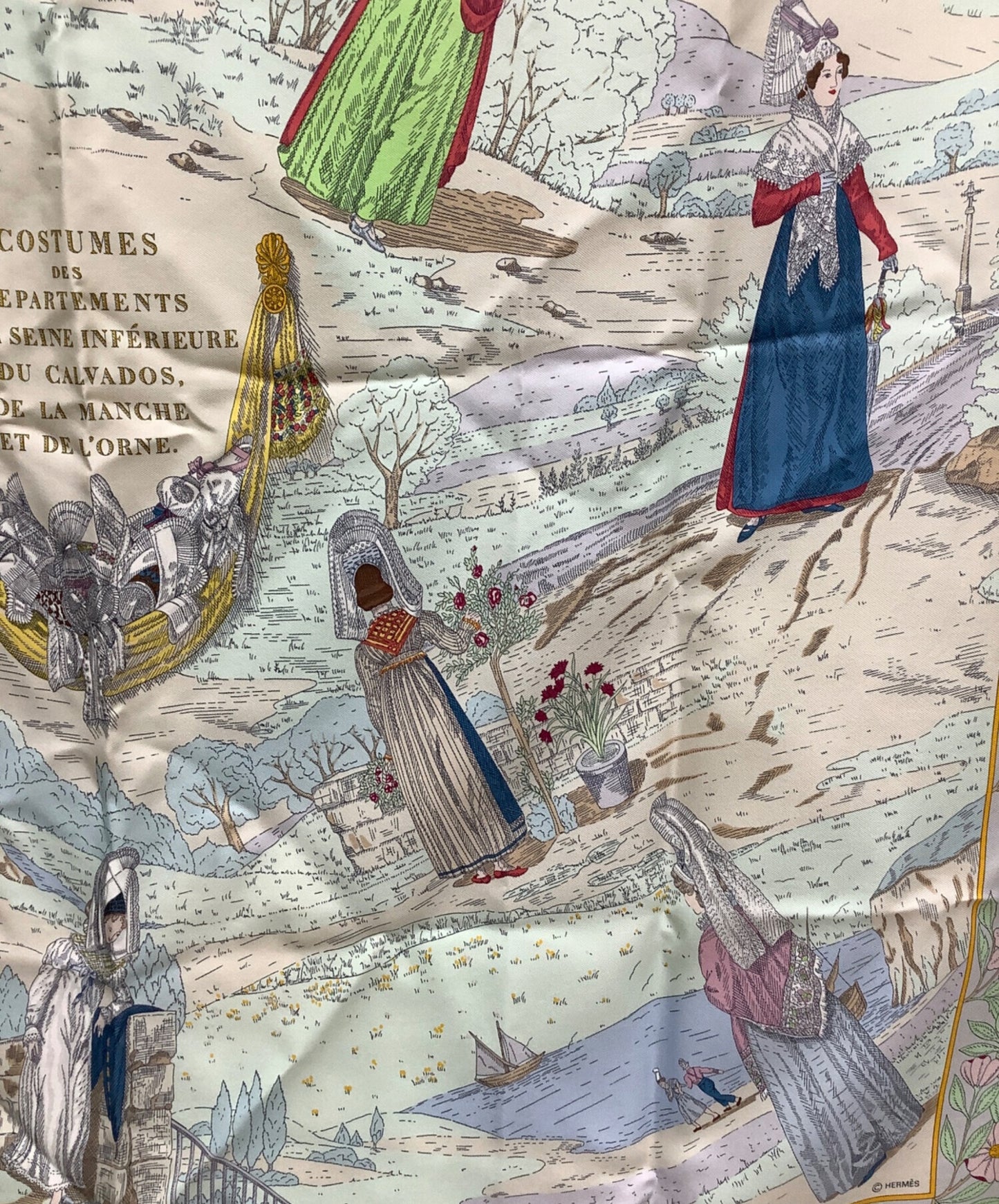 [Pre-owned] HERMES Silk scarf Carré 90, Normandy folk costume