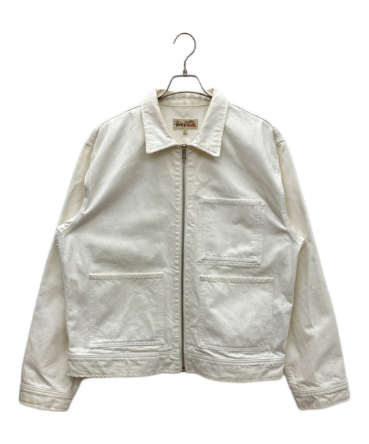 [Pre-owned] stussy Denim Zip Work Jacket OVERDYED 115680