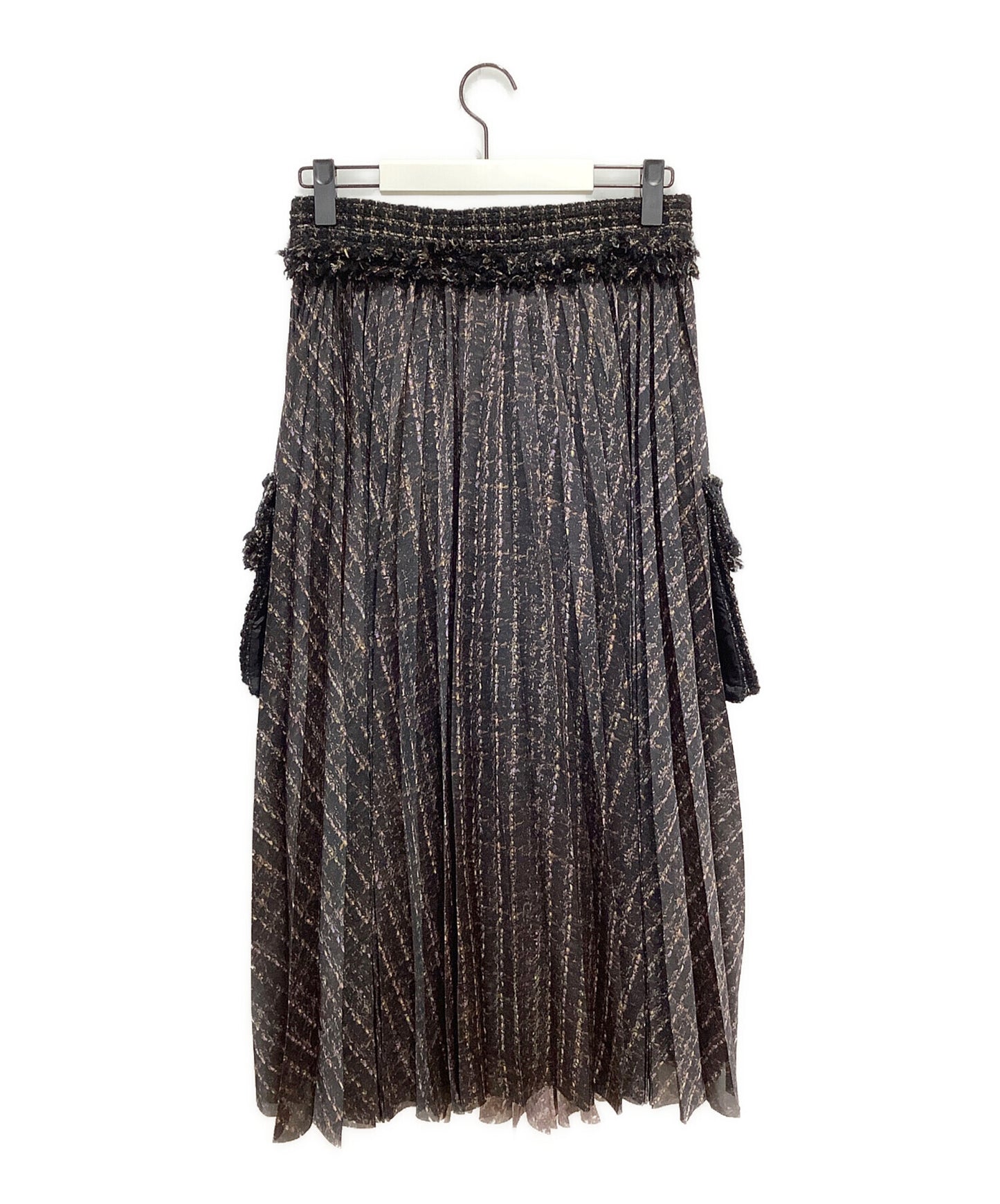 [Pre-owned] sacai Tweed Panel-Style Pleated Wrap Skirt 24-07446