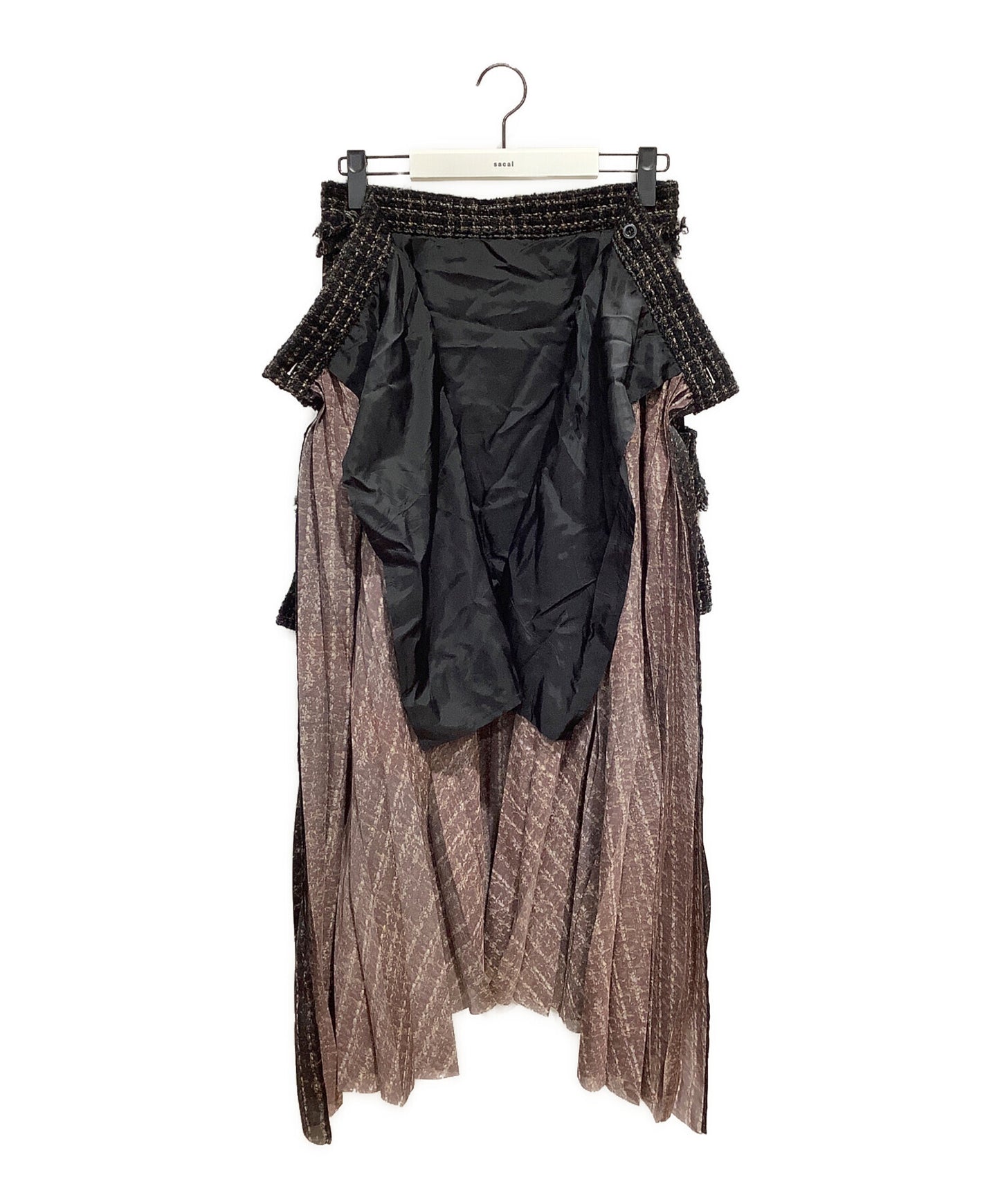 [Pre-owned] sacai Tweed Panel-Style Pleated Wrap Skirt 24-07446