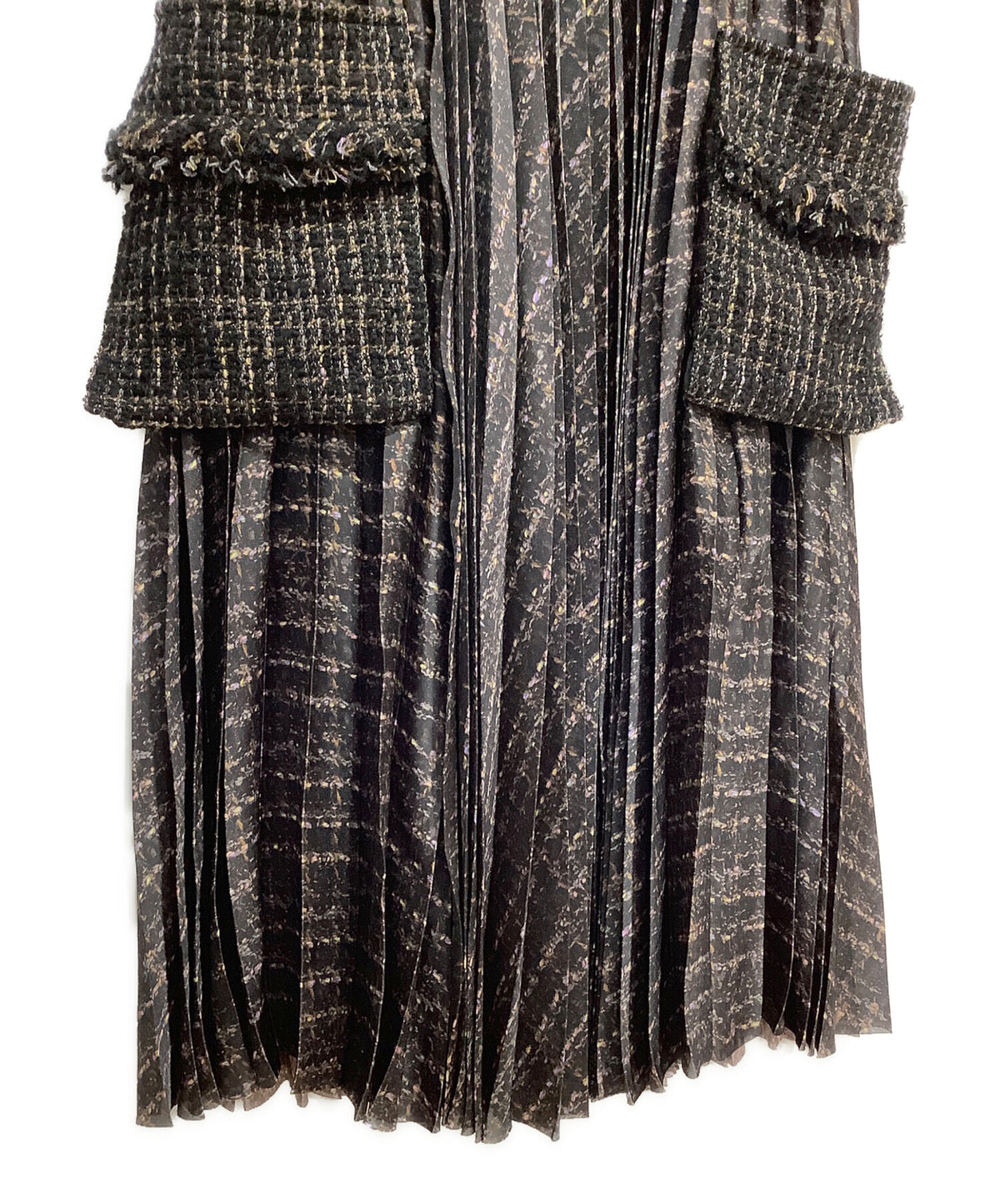 [Pre-owned] sacai Tweed Panel-Style Pleated Wrap Skirt 24-07446
