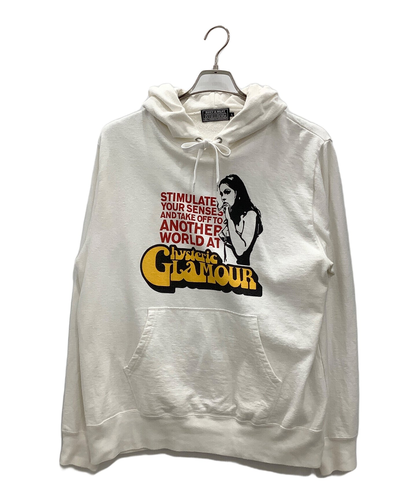 [Pre-owned] Hysteric Glamour Pullover Hoodie Hysteric Glamour White with furballs on cuffs SMOKING GIRL Hoodie 02231CF02