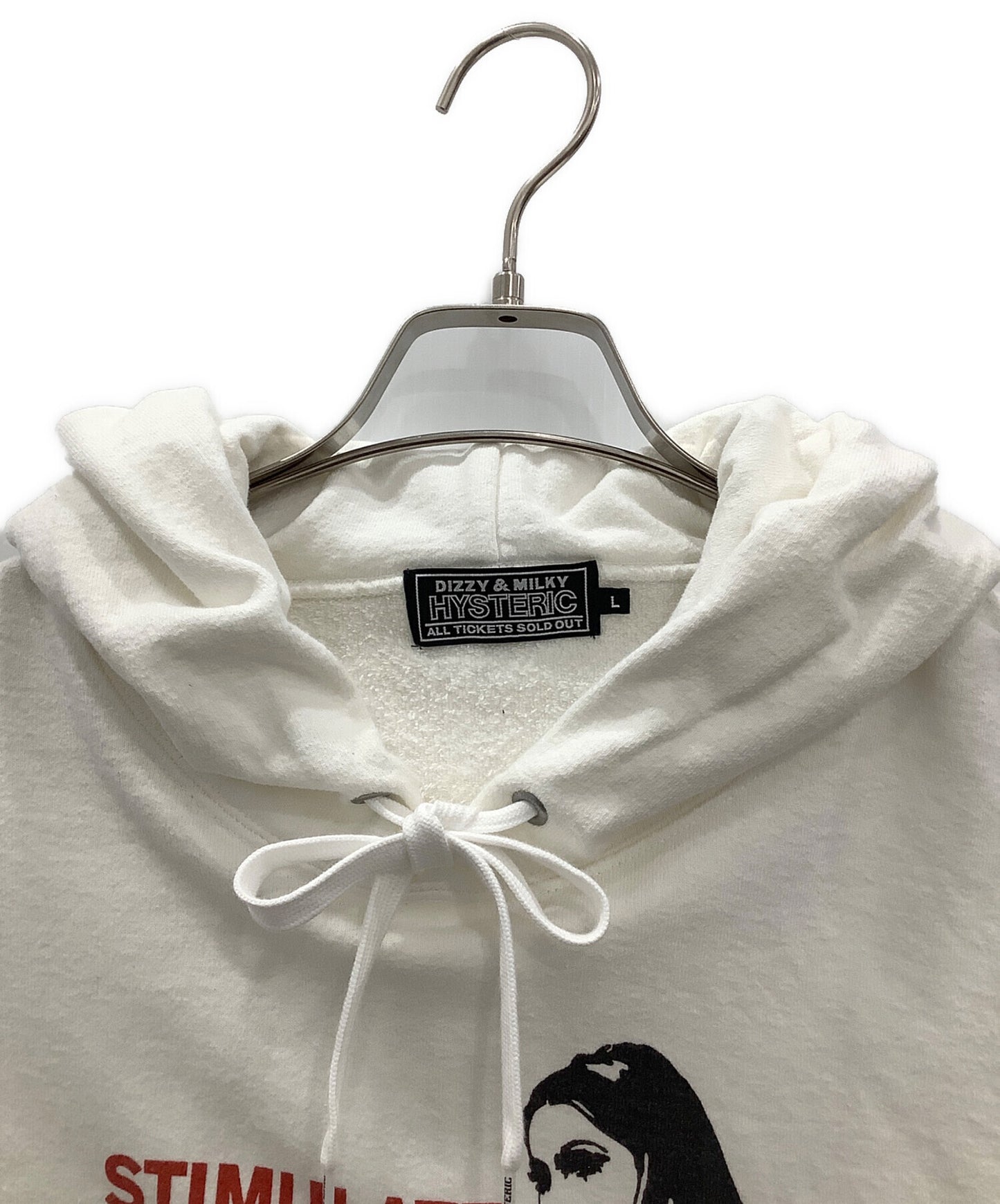 [Pre-owned] Hysteric Glamour Pullover Hoodie Hysteric Glamour White with furballs on cuffs SMOKING GIRL Hoodie 02231CF02