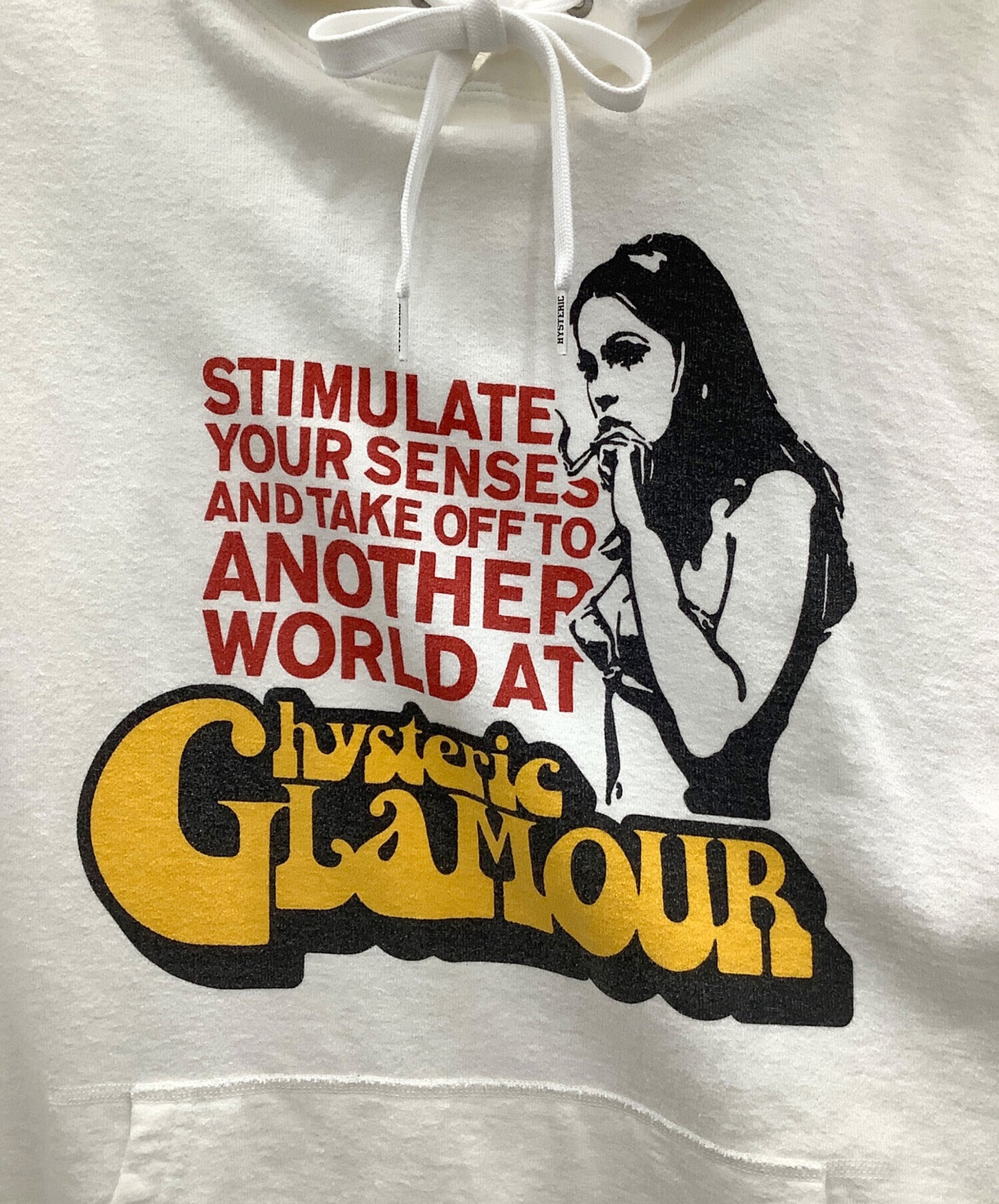 [Pre-owned] Hysteric Glamour Pullover Hoodie Hysteric Glamour White with furballs on cuffs SMOKING GIRL Hoodie 02231CF02
