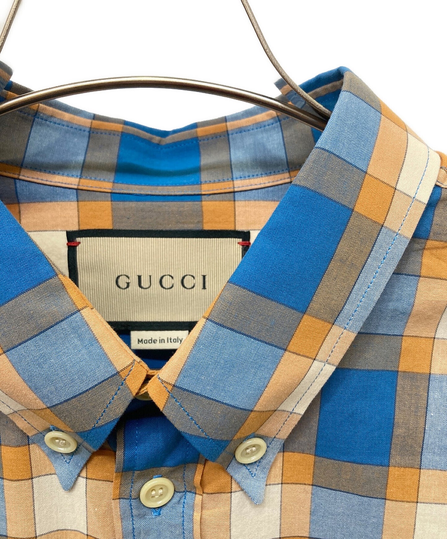 [Pre-owned] GUCCI Freyja Hartas Animal Embroidery Check Shirt 654884 ZAG0Q