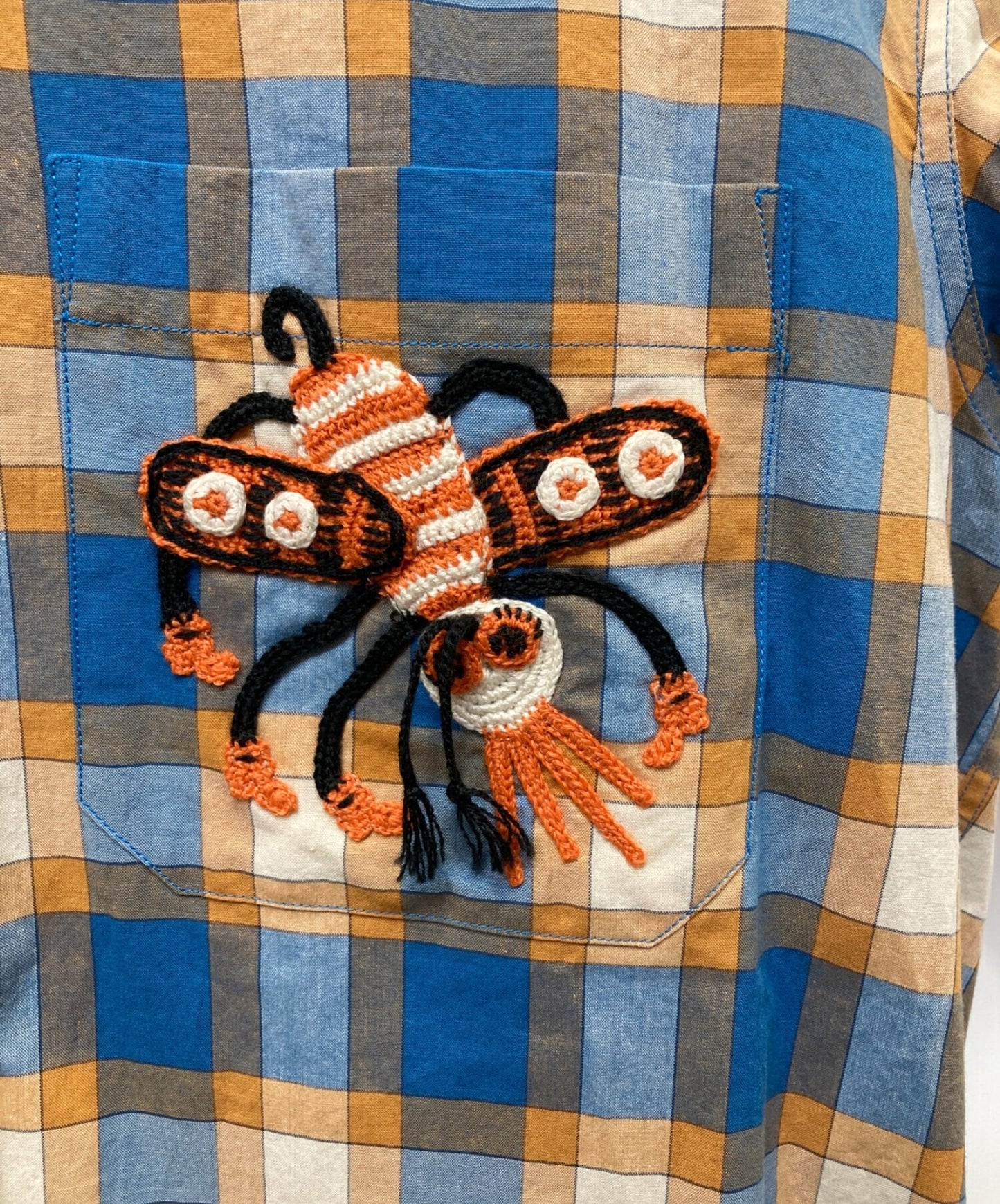 [Pre-owned] GUCCI Freyja Hartas Animal Embroidery Check Shirt 654884 ZAG0Q