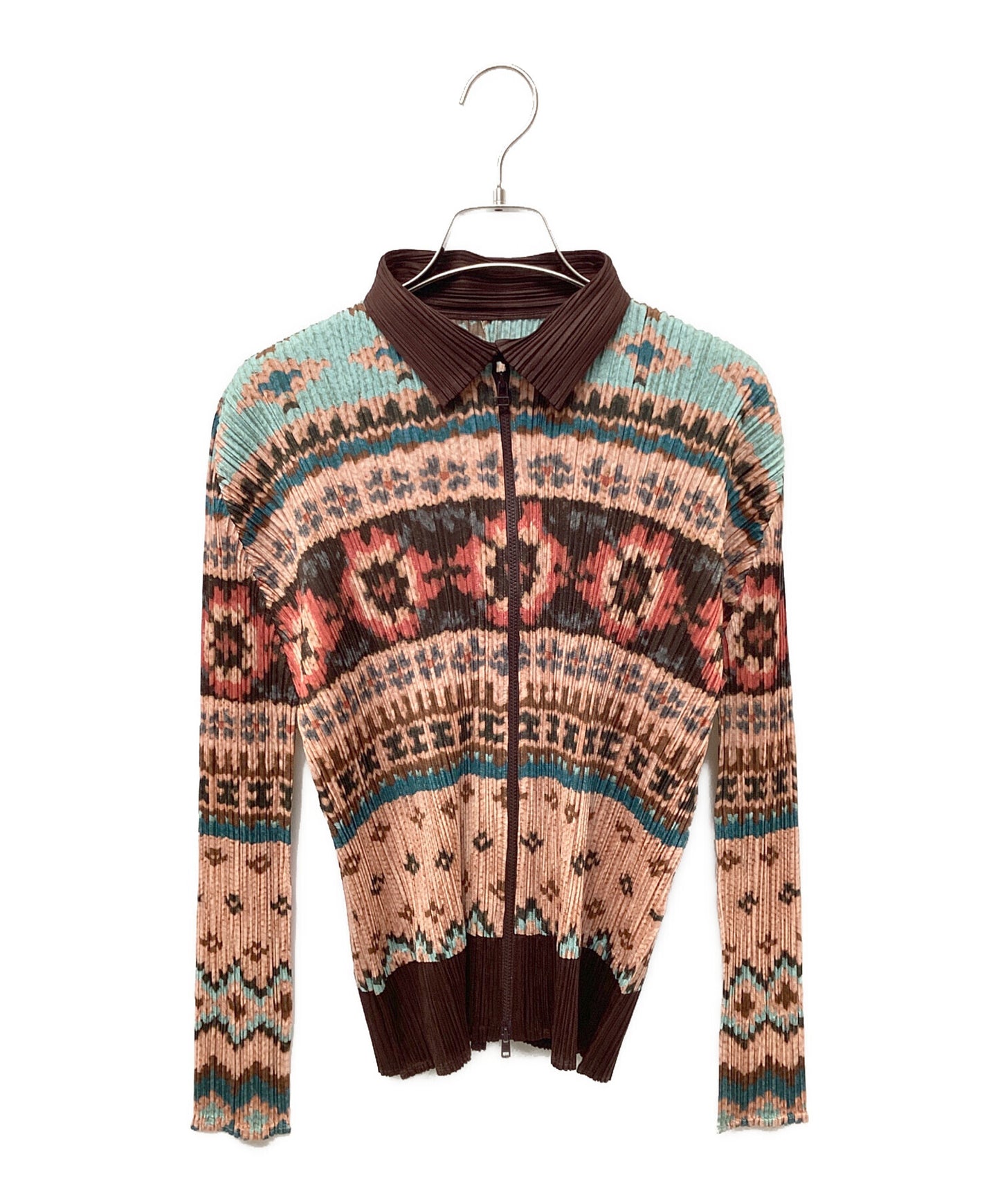 [Pre-owned] PLEATS PLEASE zip-up pleated blouse PP63-JC751