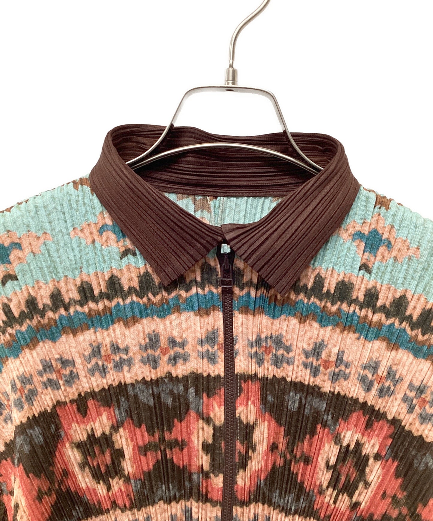 [Pre-owned] PLEATS PLEASE zip-up pleated blouse PP63-JC751