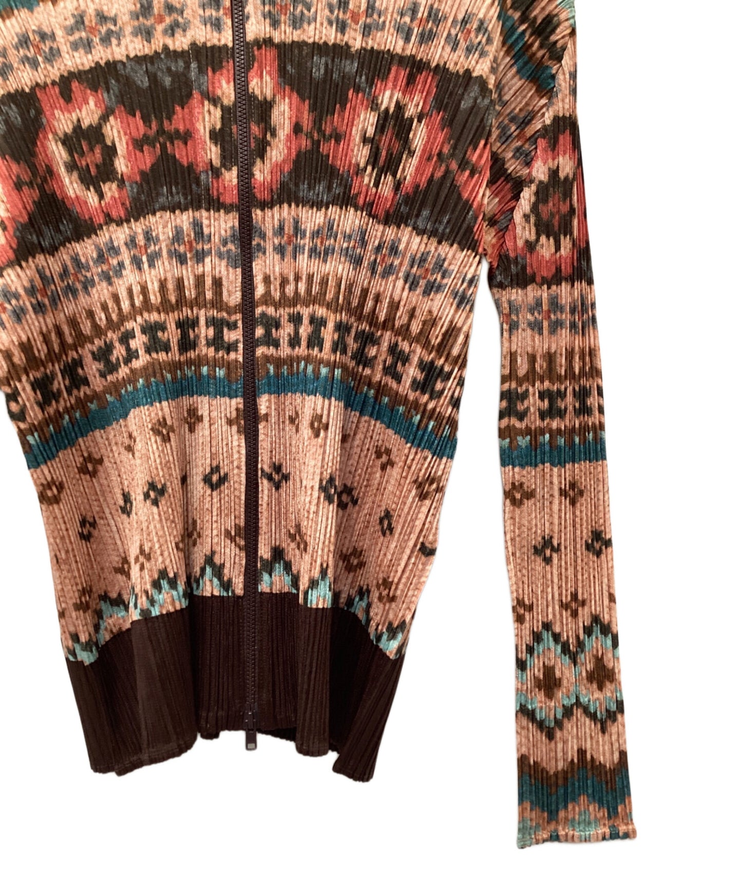 [Pre-owned] PLEATS PLEASE zip-up pleated blouse PP63-JC751