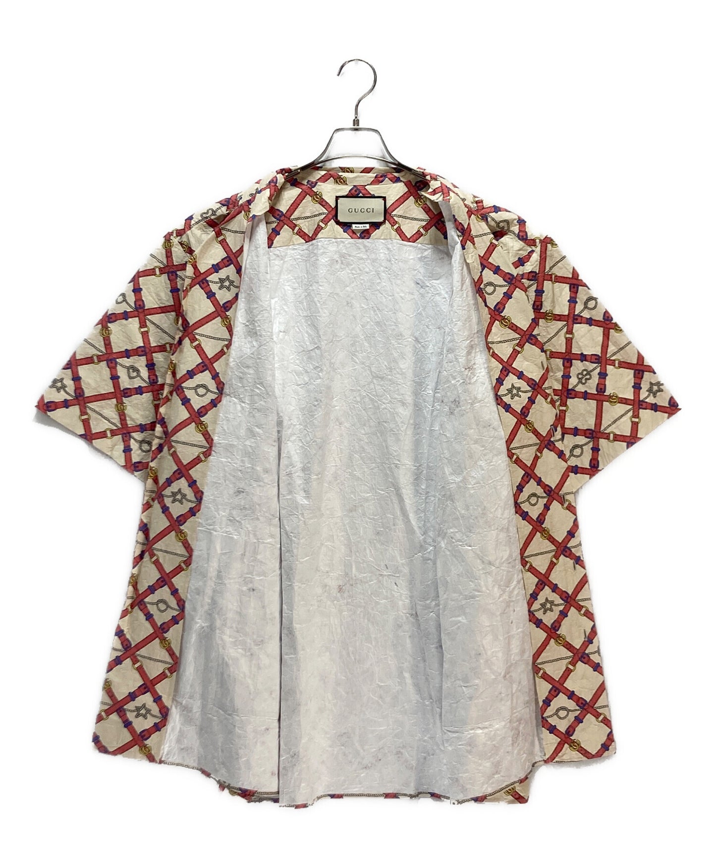 [Pre-owned] GUCCI GUCCI Paper effect belt bowling shirt 595771
