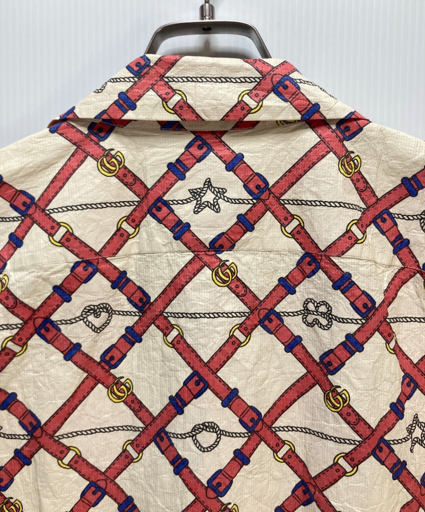 [Pre-owned] GUCCI GUCCI Paper effect belt bowling shirt 595771