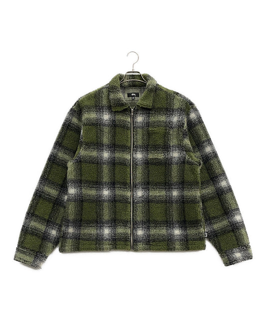 [Pre-owned] stussy Shadow Plaid Sherpa Zip Shirt 1110224