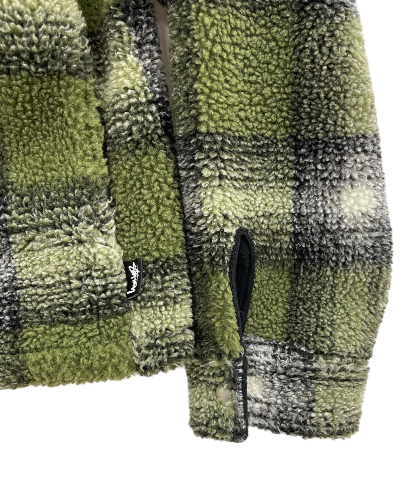 [Pre-owned] stussy Shadow Plaid Sherpa Zip Shirt 1110224