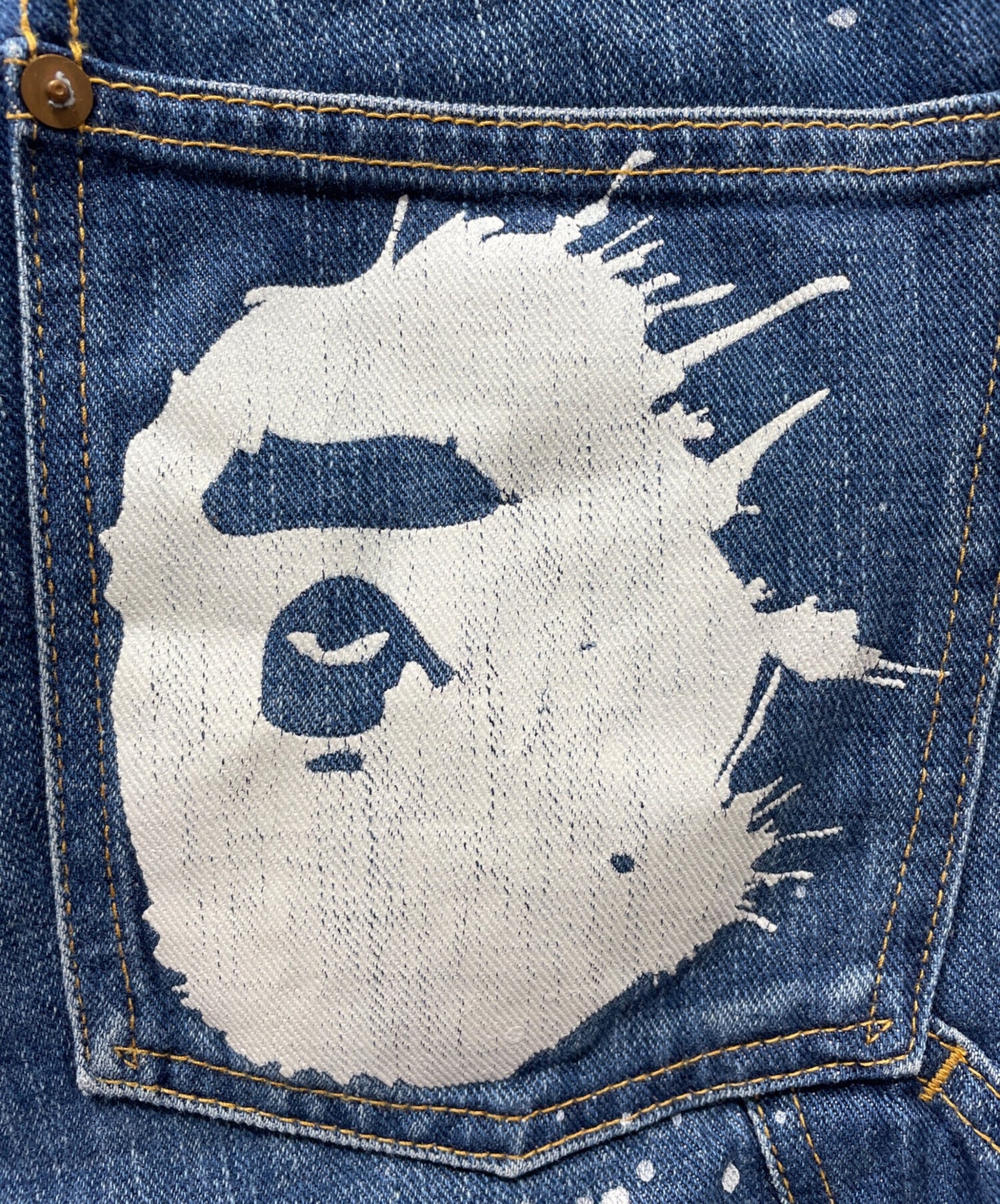 [Pre-owned] A BATHING APE Painted Denim Pants APE HEAD 1930-150-025