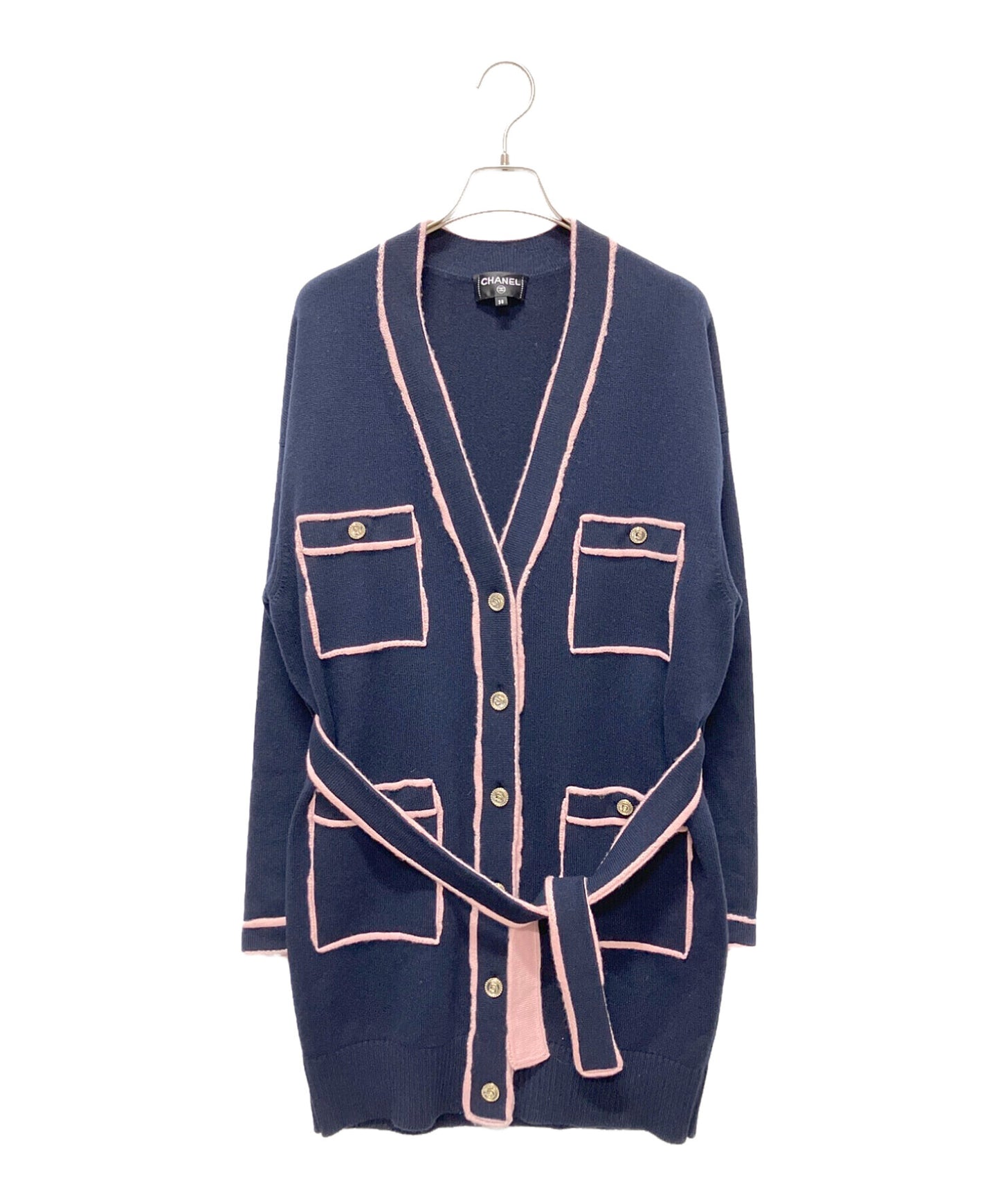 [Pre-owned] CHANEL P70 21SS No.5 cashmere long cardigan Cashmere coco button long cardigan/knit cardigan P70795K10083