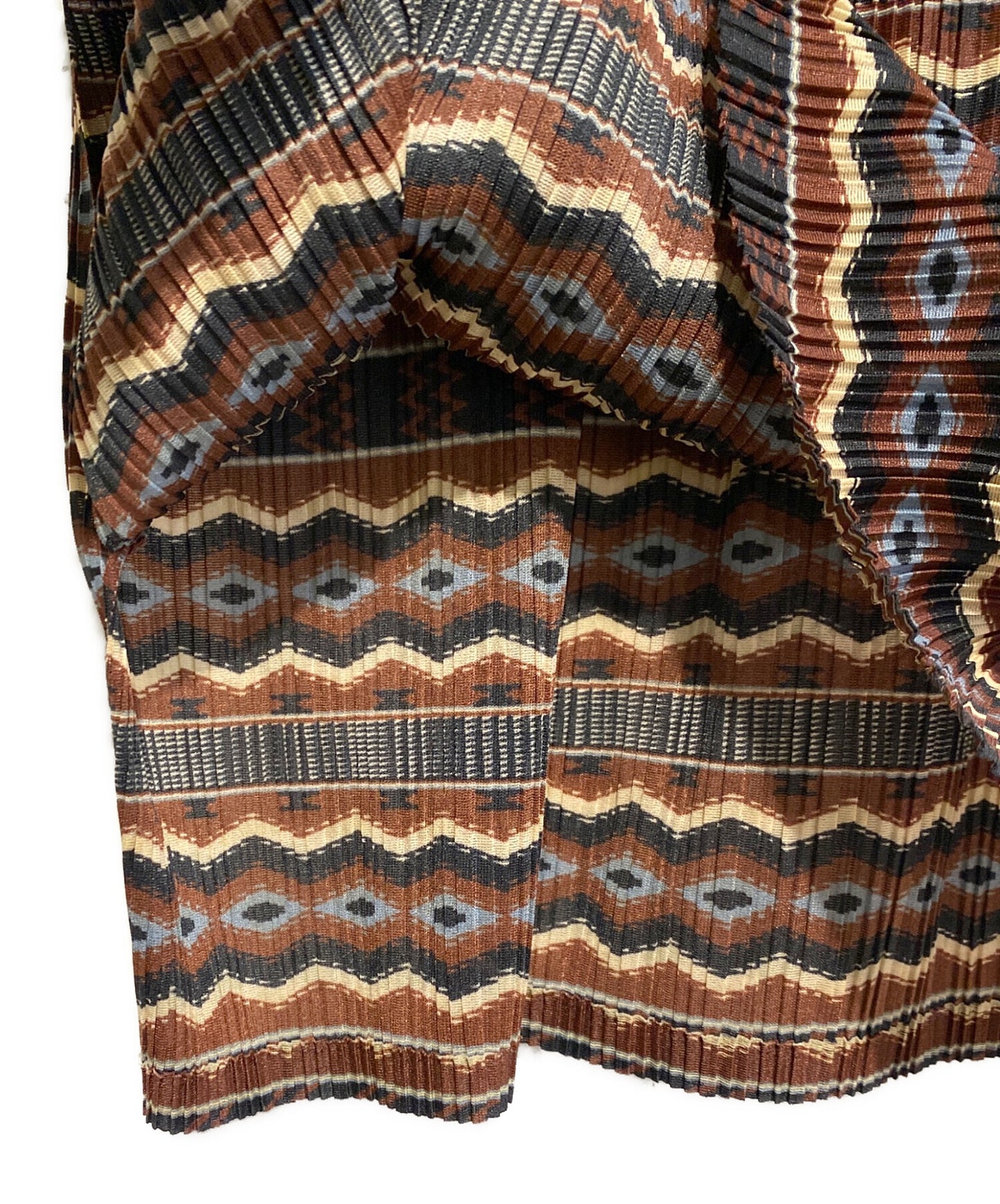 [Pre-owned] PLEATS PLEASE Pleated high-neck blouse with all-over pattern PP21-FT363