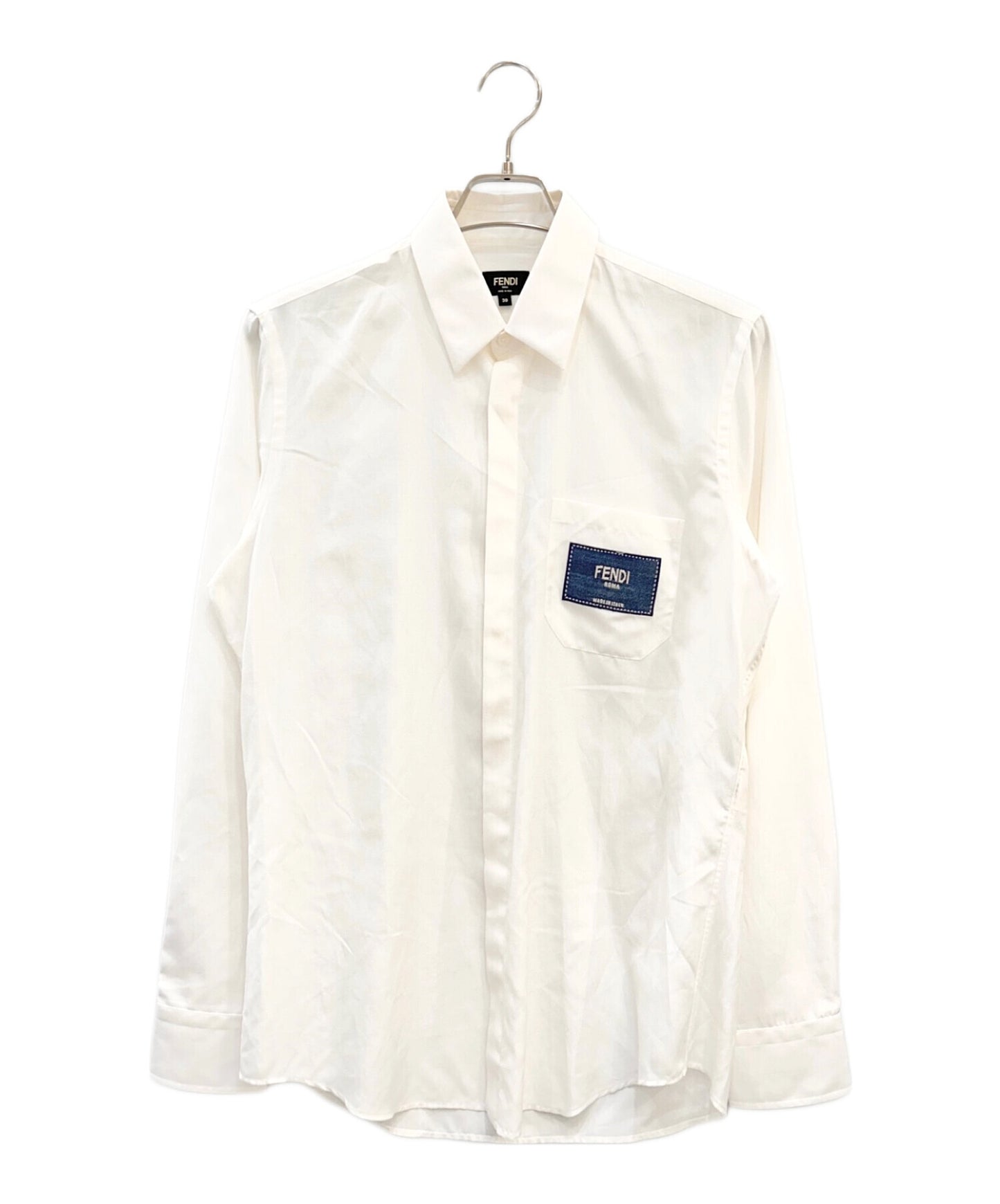 [Pre-owned] FENDI Logo Patch Silk Shirt / Silk Shirt FS0585 A9RT