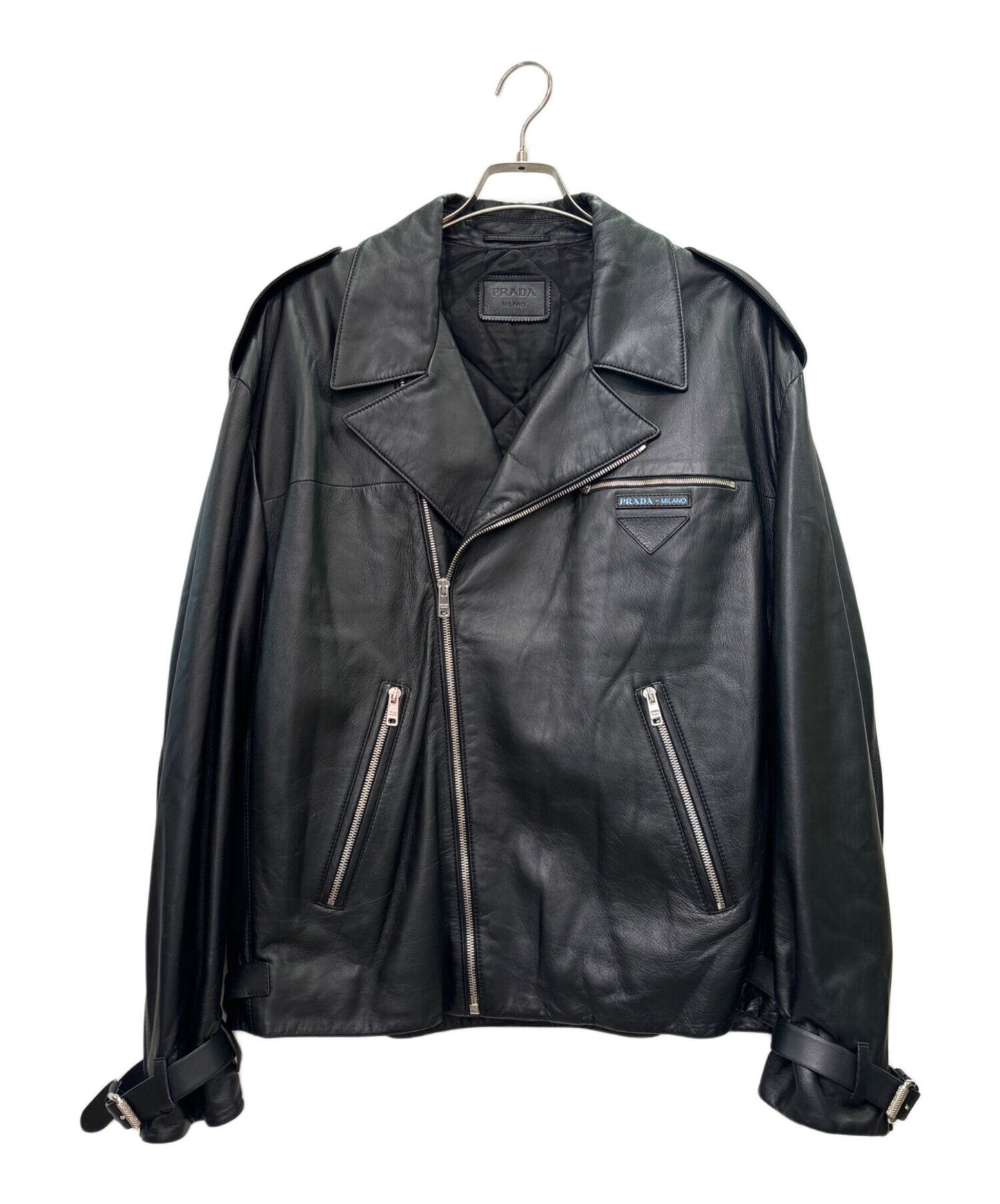 [Pre-owned] PRADA PRADA Front Logo Lamb Leather Riders Jacket / Leather Jacket / Double Riders UPW 196 FLY
