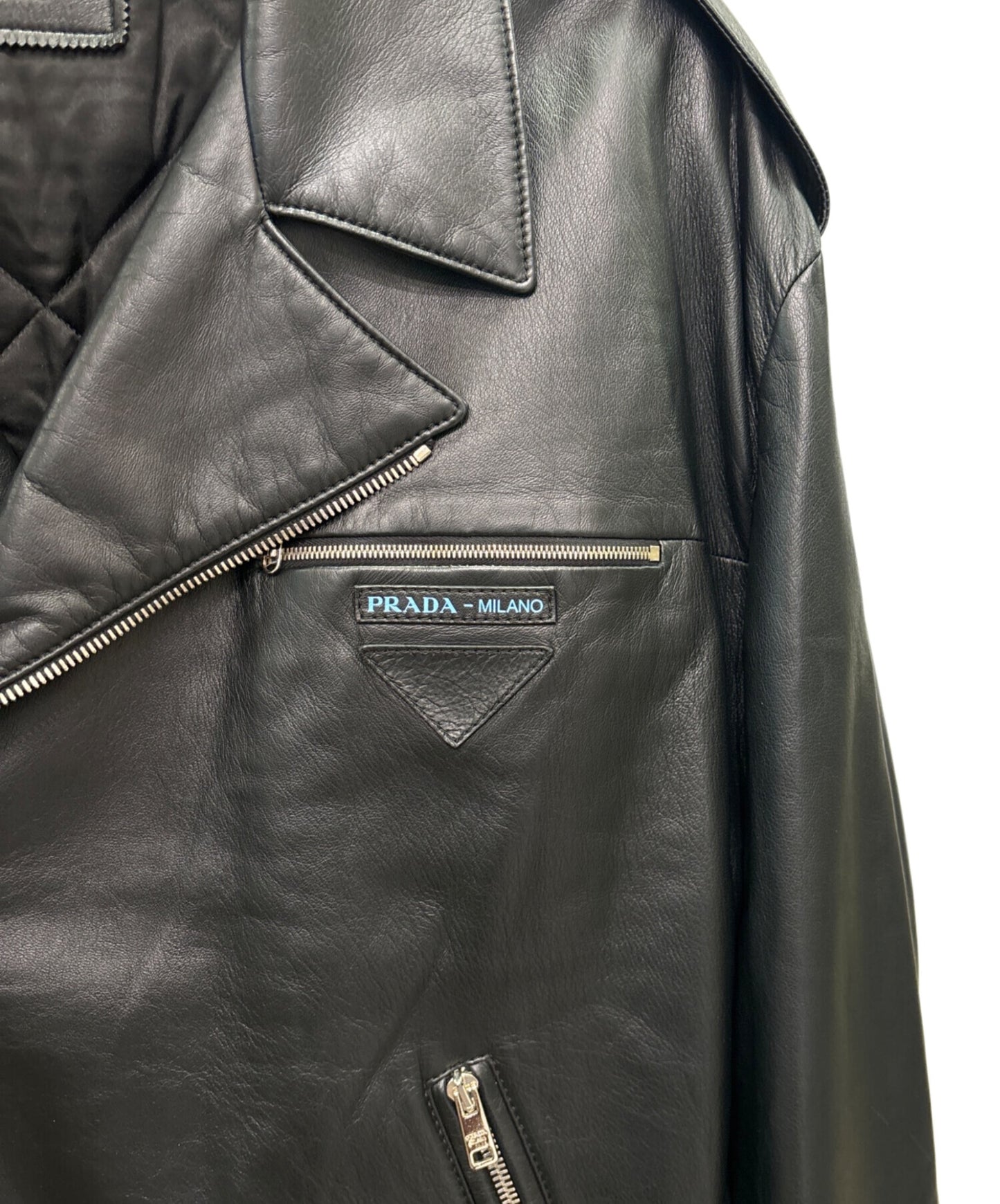 [Pre-owned] PRADA PRADA Front Logo Lamb Leather Riders Jacket / Leather Jacket / Double Riders UPW 196 FLY