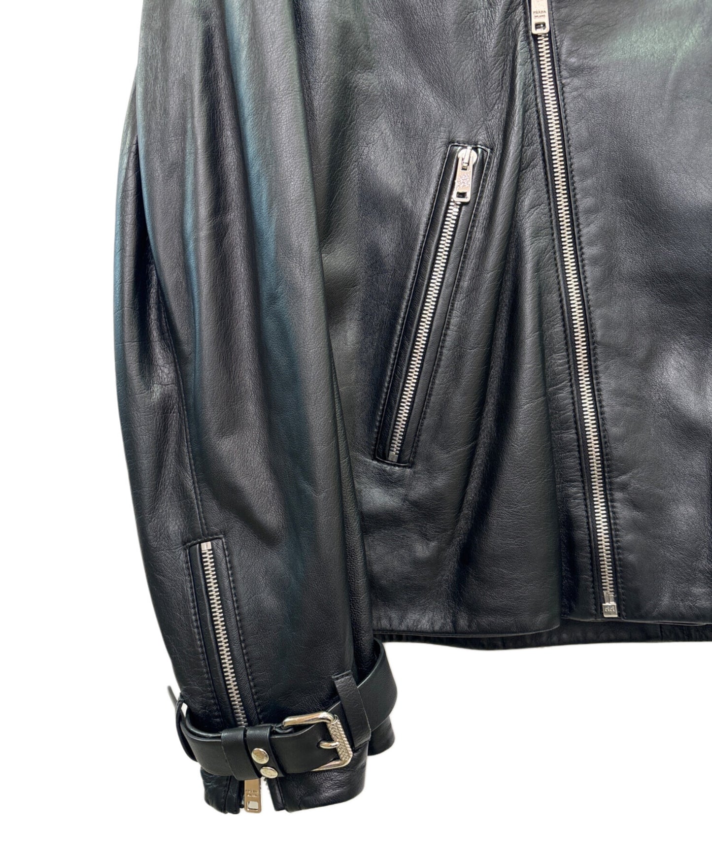 [Pre-owned] PRADA PRADA Front Logo Lamb Leather Riders Jacket / Leather Jacket / Double Riders UPW 196 FLY