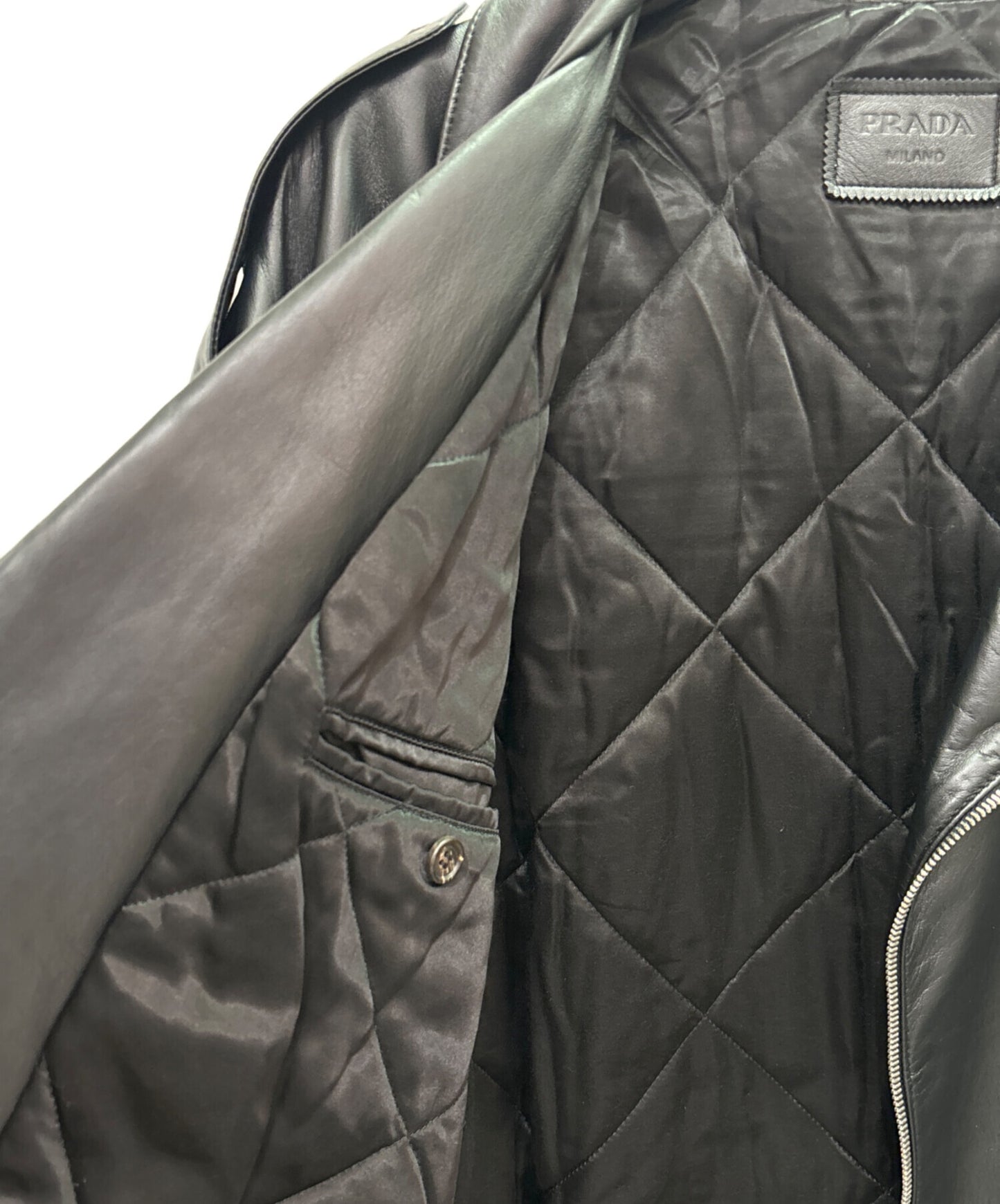 [Pre-owned] PRADA PRADA Front Logo Lamb Leather Riders Jacket / Leather Jacket / Double Riders UPW 196 FLY