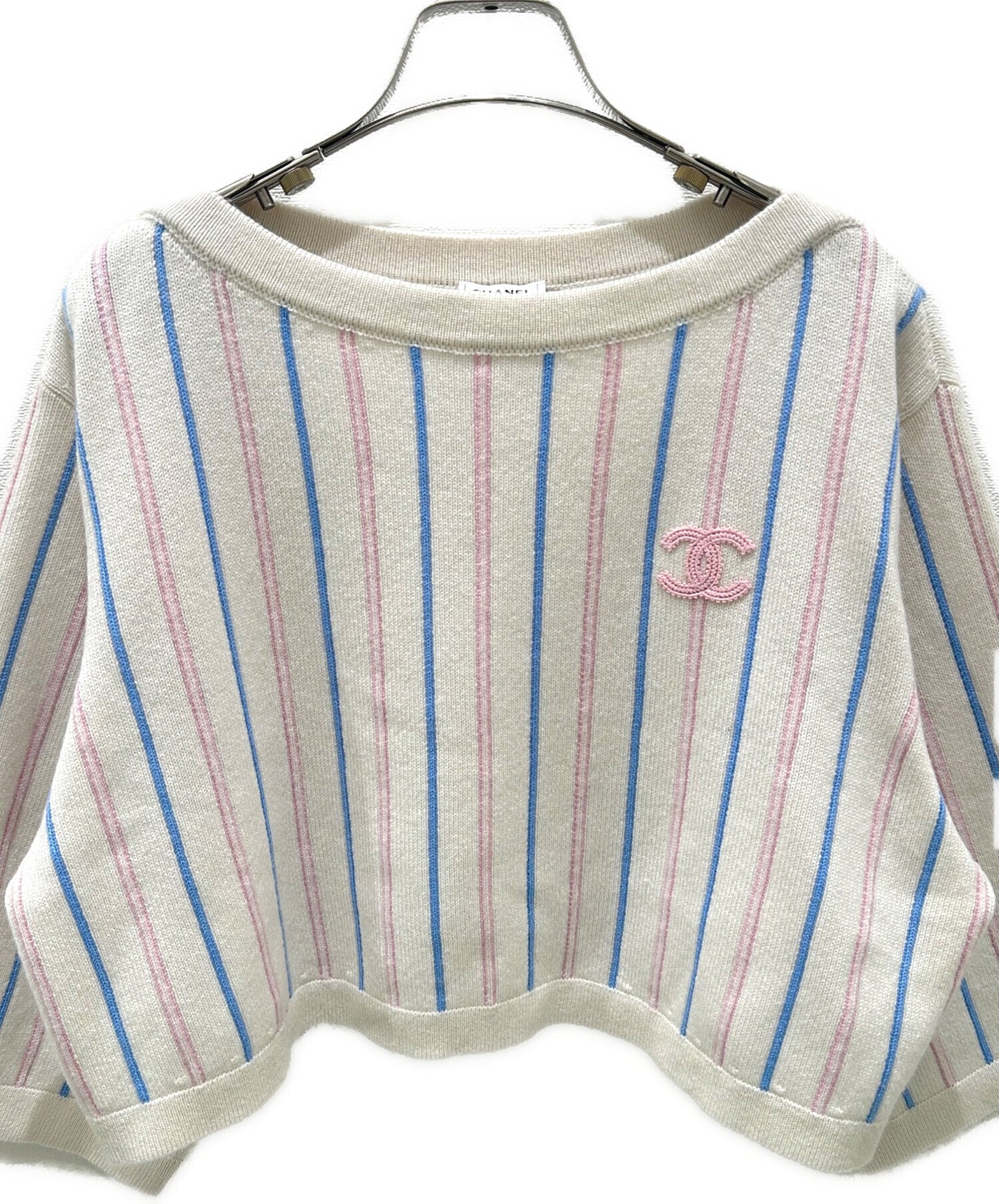 [Pre-owned] CHANEL Coco-Mark Cashmere Stripe Knit/Cashmere Knit P74728K10726: circa 2023