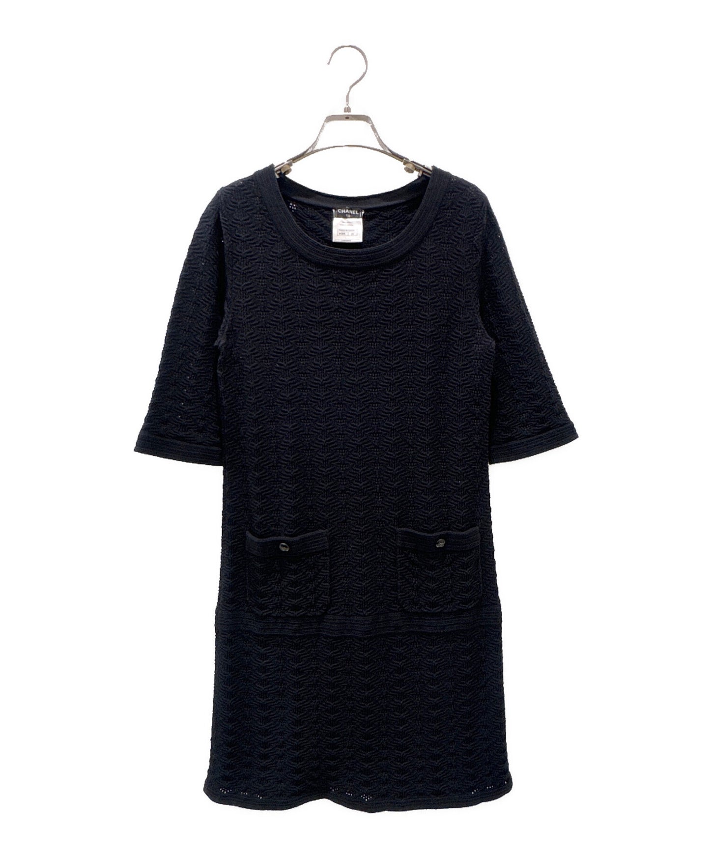 [Pre-owned] CHANEL Coco Button Knit Dress / Cotton Dress P45651K05695