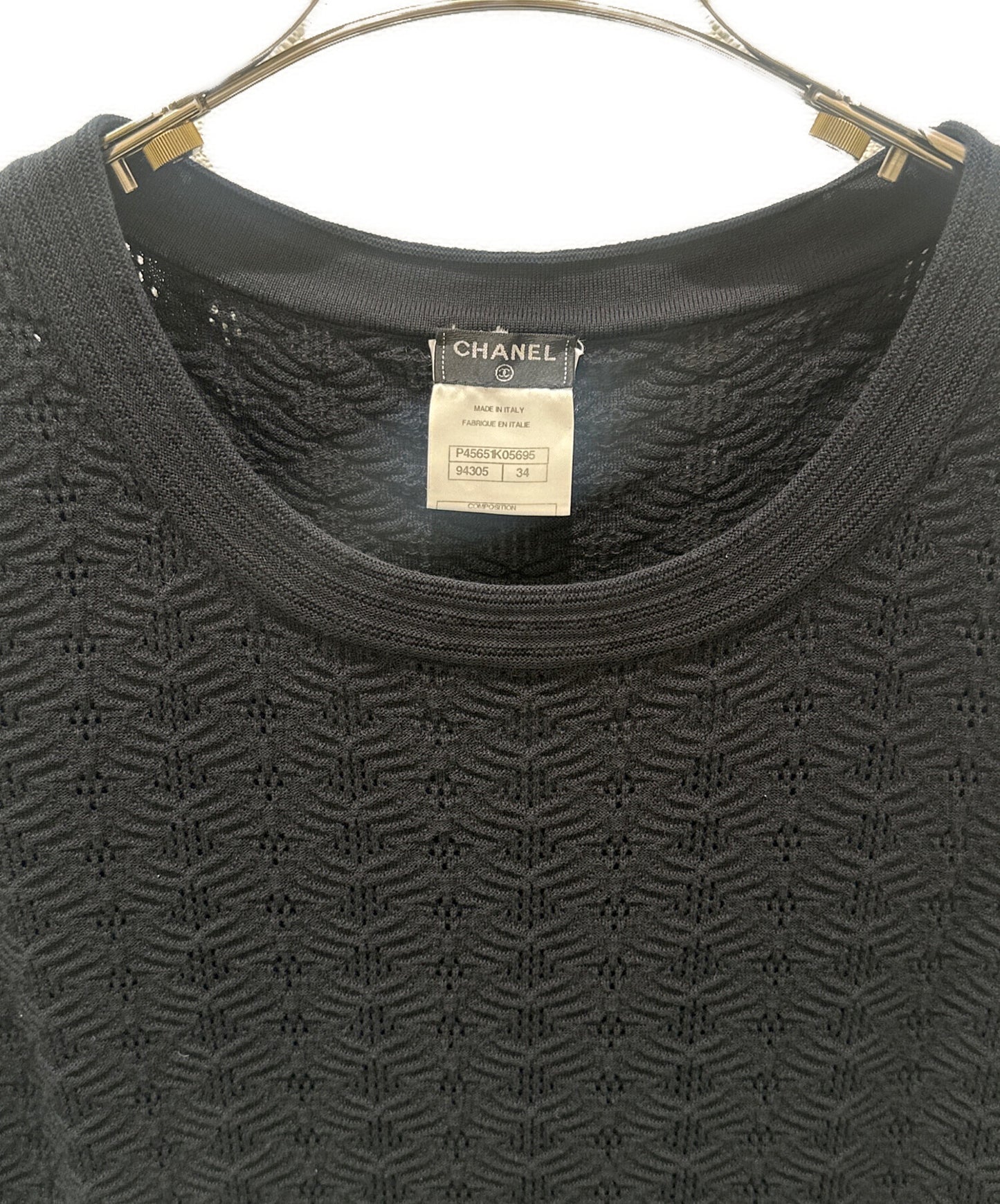 [Pre-owned] CHANEL Coco Button Knit Dress / Cotton Dress P45651K05695