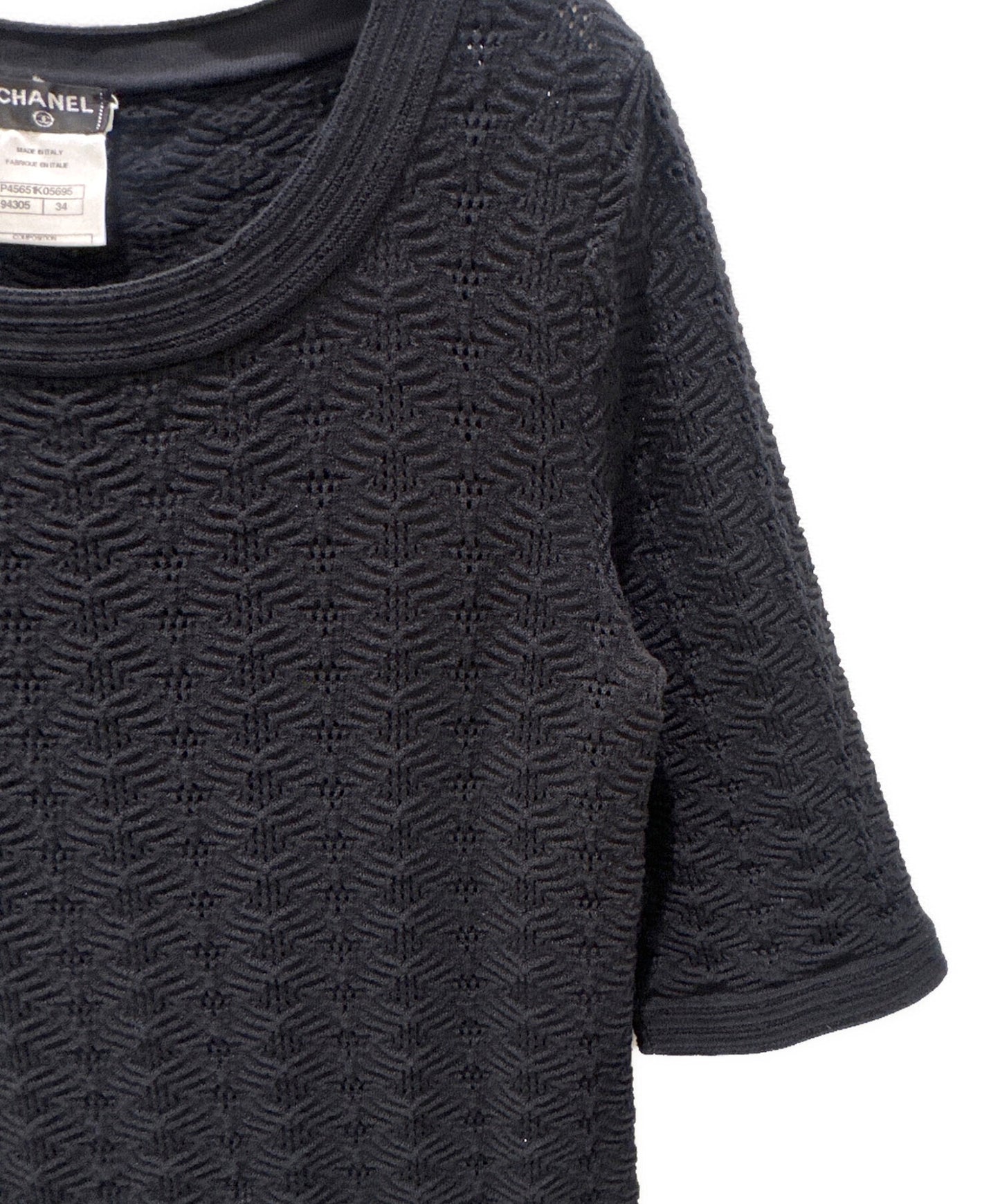 [Pre-owned] CHANEL Coco Button Knit Dress / Cotton Dress P45651K05695