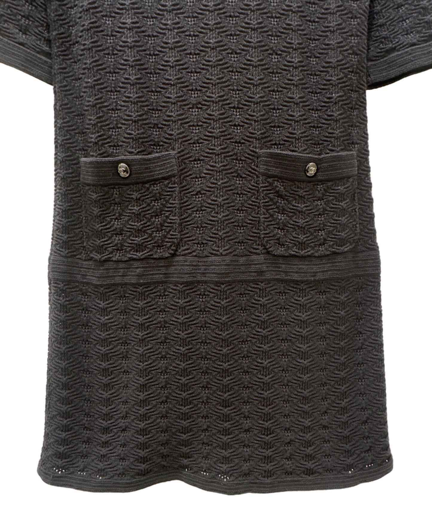 [Pre-owned] CHANEL Coco Button Knit Dress / Cotton Dress P45651K05695