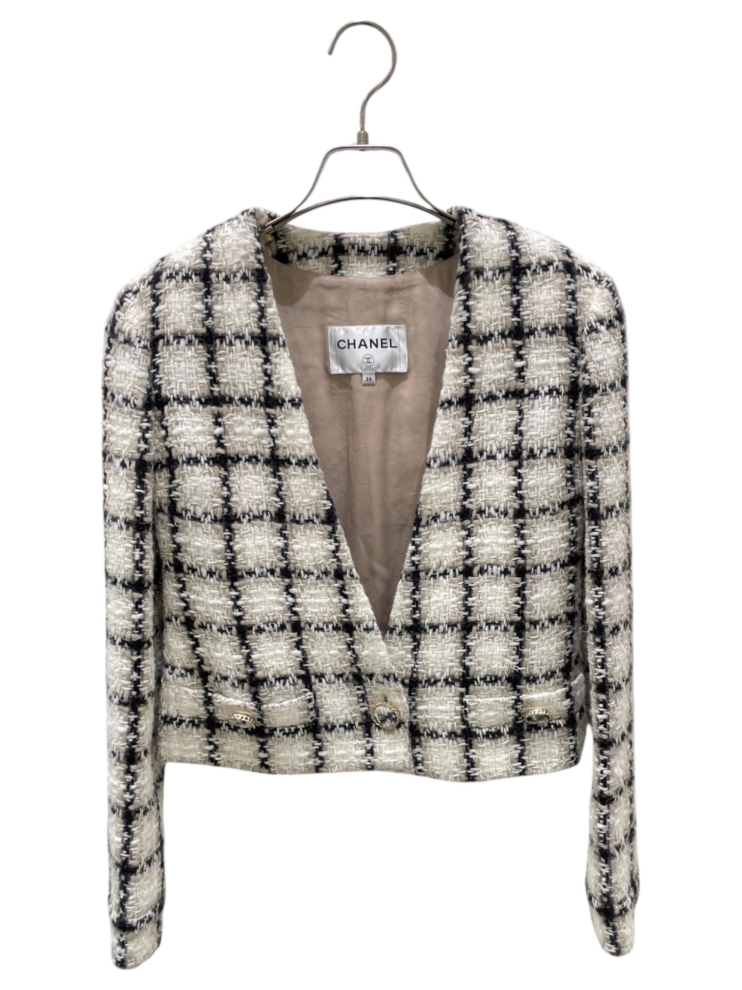[Pre-owned] CHANEL Coco Button Tweed Check Jacket P62411V47773