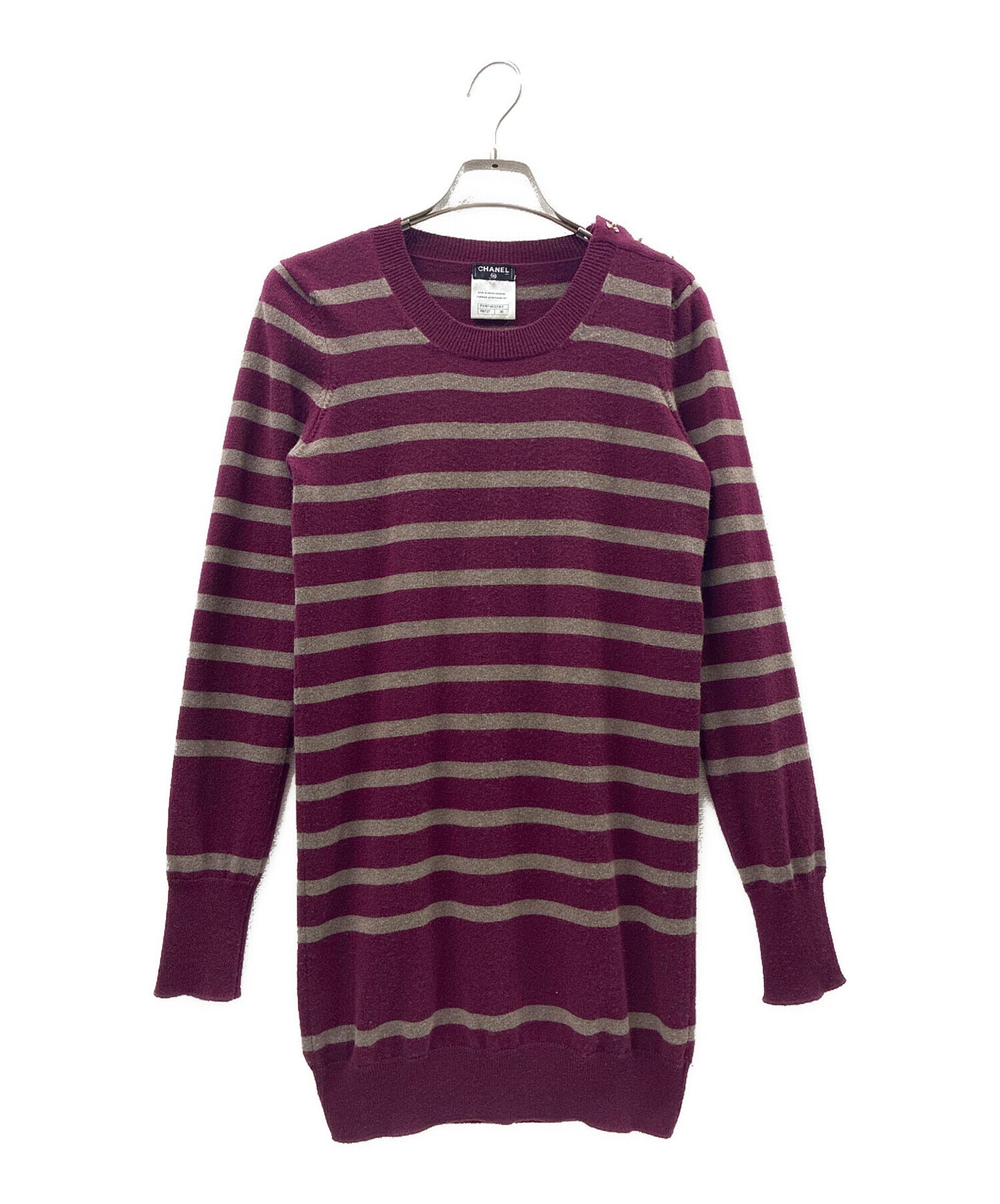 [Pre-owned] CHANEL Coco Mark Turnlock Knit/Border P41974K03184