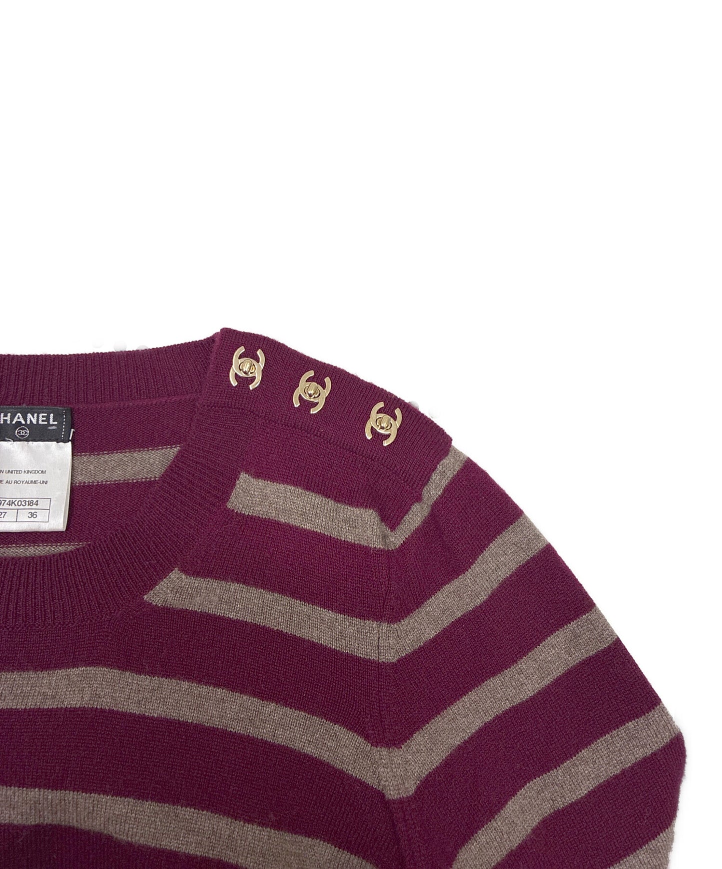 [Pre-owned] CHANEL Coco Mark Turnlock Knit/Border P41974K03184