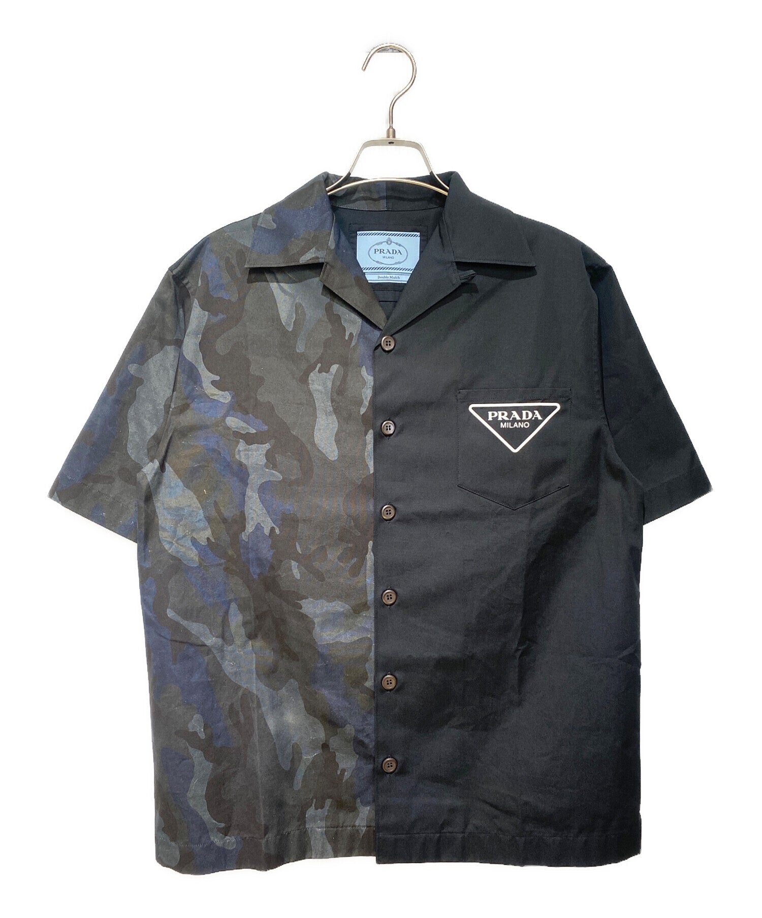 6*様 18aw prada open collar shirt archive Pre-owned] PRADA Open collar logo shirt UCS406 S212 1ZVI – Archive