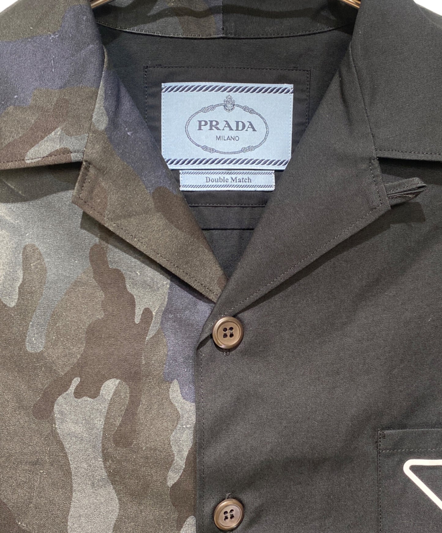 [Pre-owned] PRADA Open collar logo shirt UCS406 S212 1ZVI