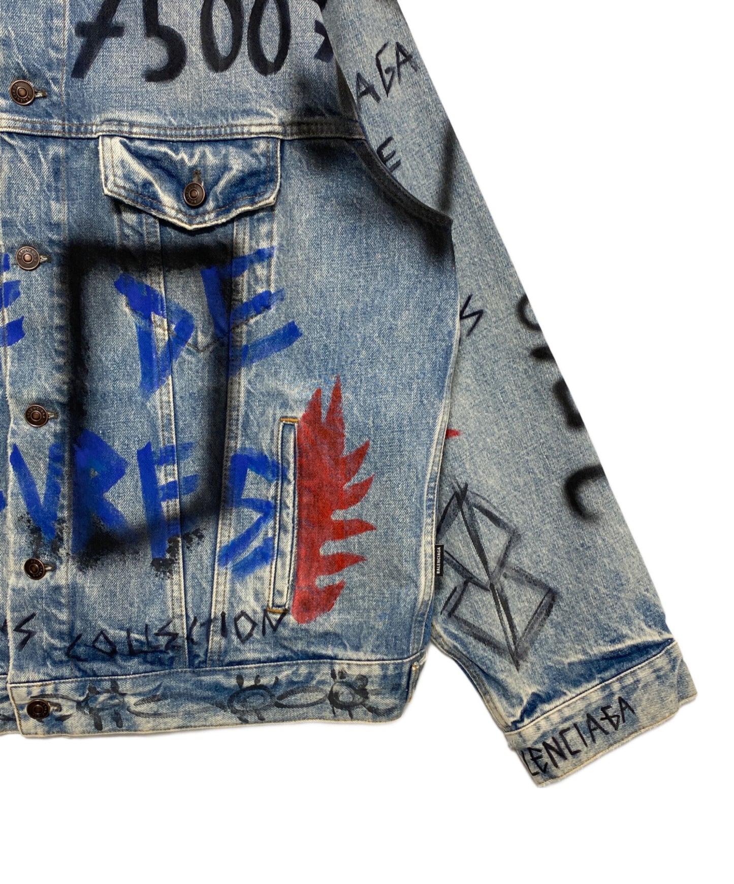 [Pre-owned] BALENCIAGA GRAPHIC DENIM JACKET 534556 TBP33