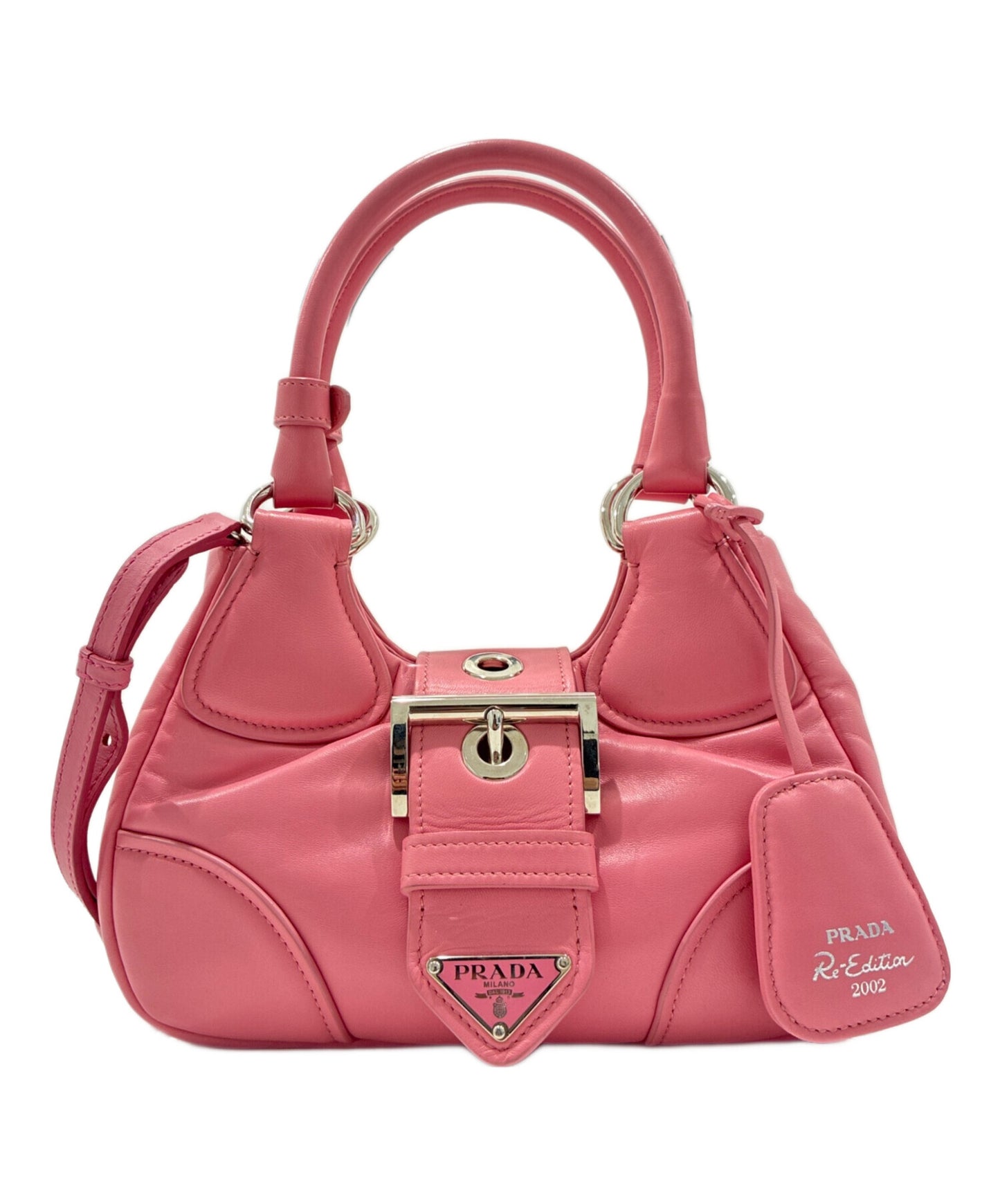 [Pre-owned] PRADA Saffiano Triangle Moon Padded Shoulder Bag / Handbag / Shoulder Bag / 2-way Bag 1BA381