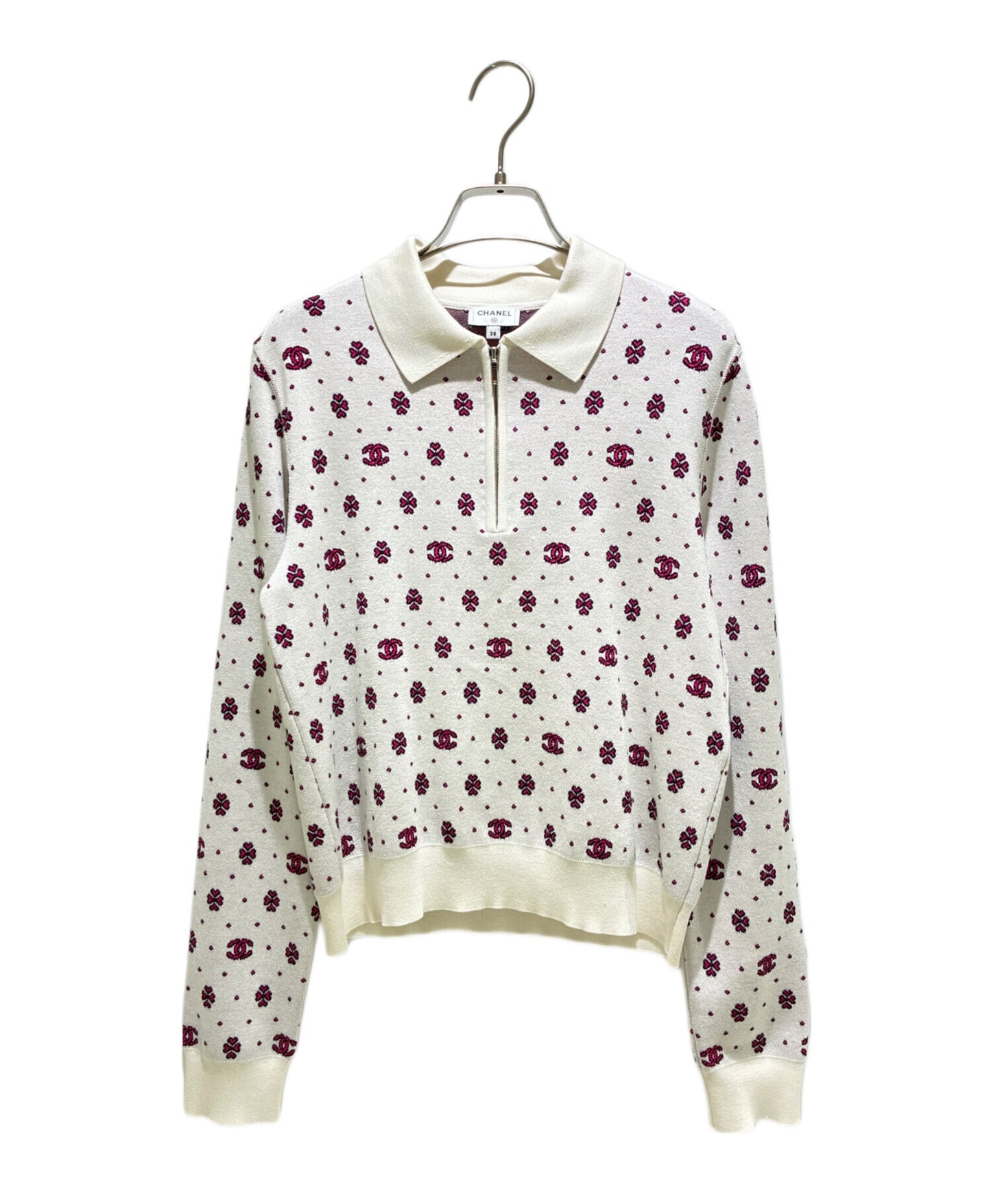 [Pre-owned] CHANEL Half-Zip Nordic Knit/Knit Polo/Coco Mark P74276K 10699