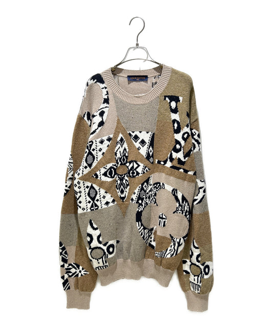 [Pre-owned] LOUIS VUITTON 21SS Fair Isle Patchwork Crew Neck Knit/Pullover Sweater/Knit Pullover RM211M ZLP HKN04W