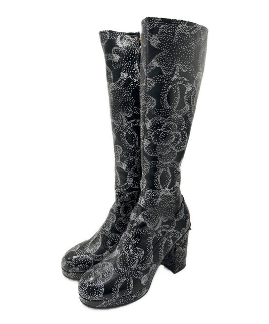 [Pre-owned] CHANEL CHANEL Camelia long boots G45320