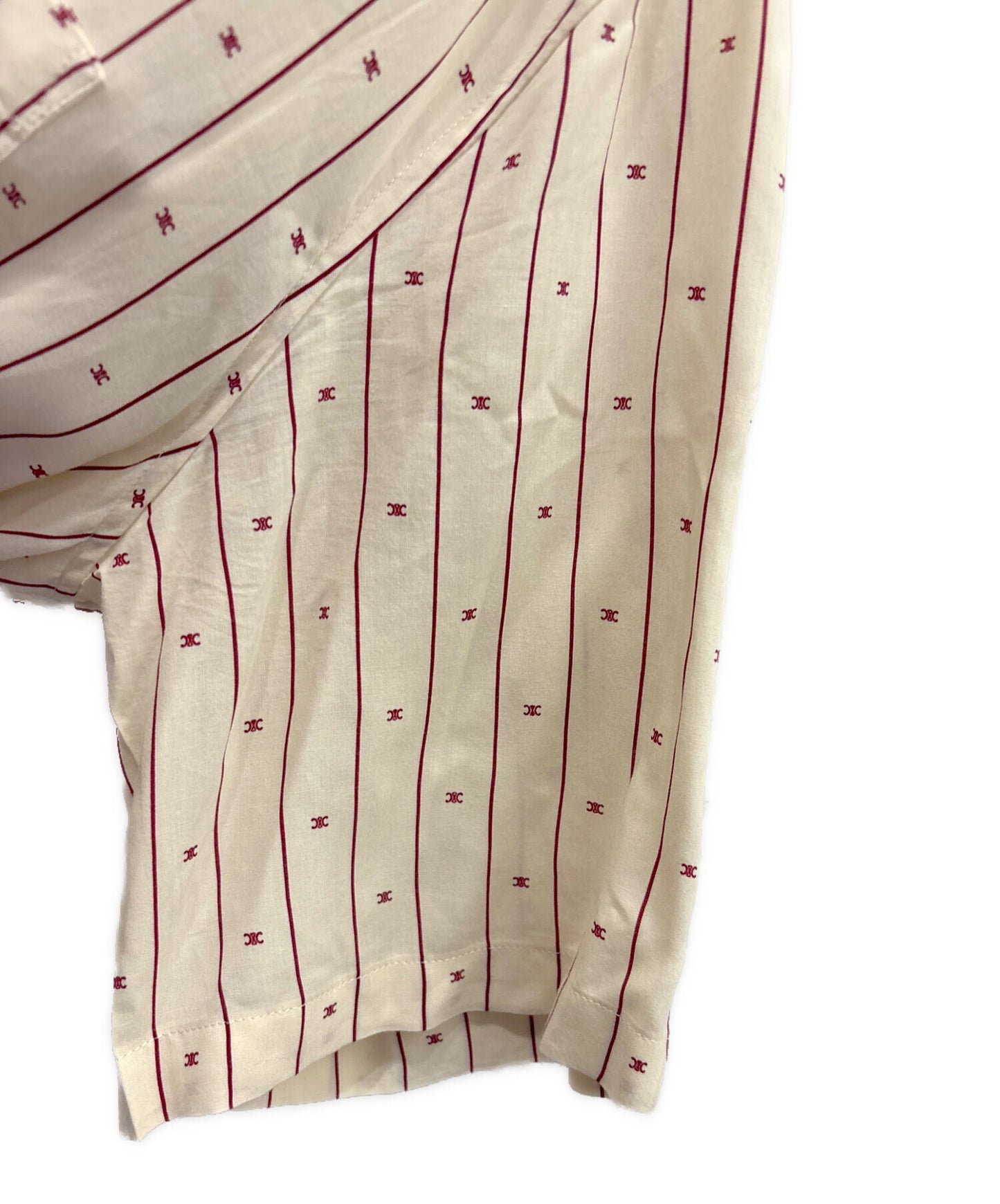 [Pre-owned] CELINE Céline Mini Triomphe Stripe Hawaiian Shirt / Open-Collar Shirt / Rayon Shirt 2C09B825W.16CB