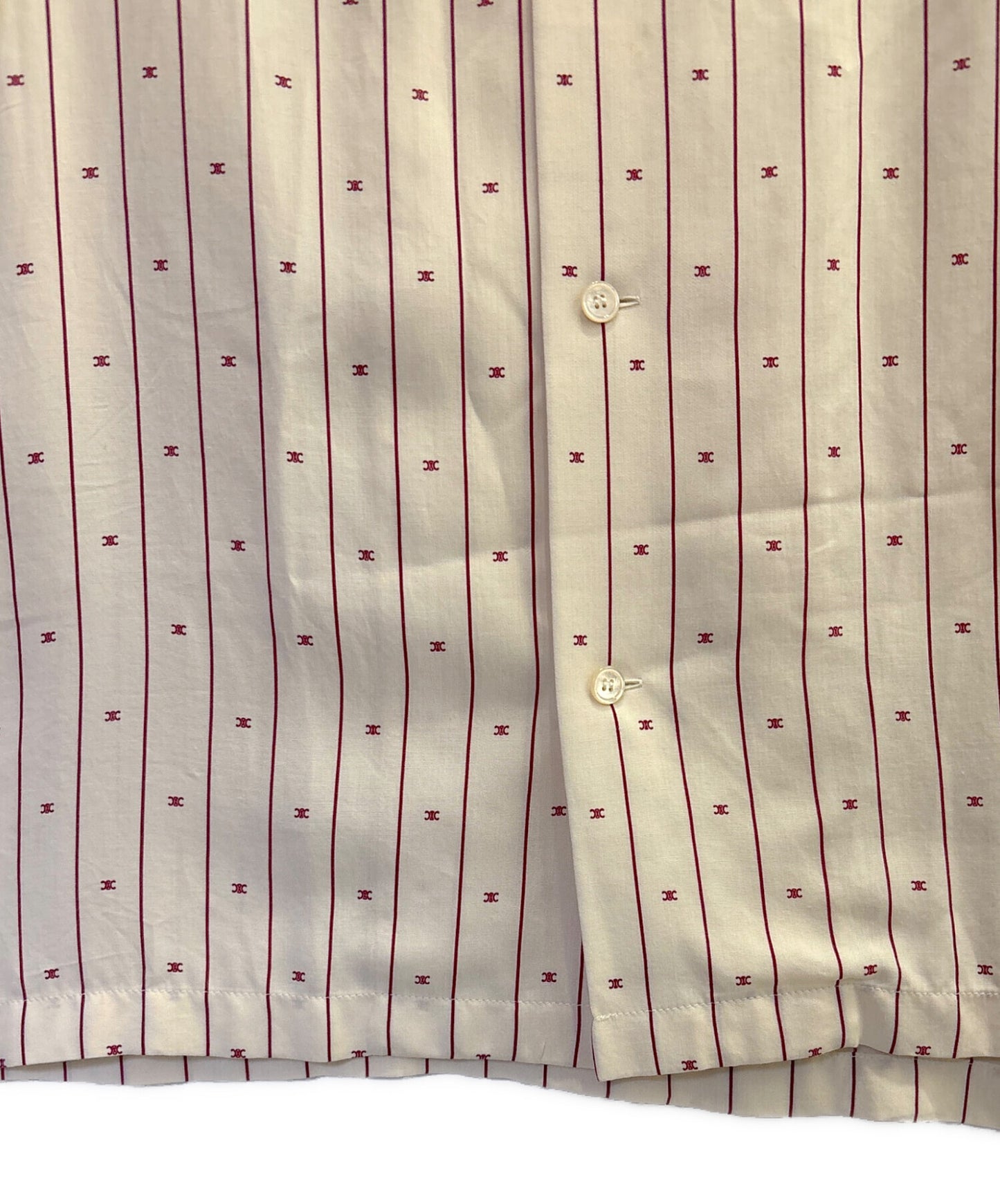 [Pre-owned] CELINE Céline Mini Triomphe Stripe Hawaiian Shirt / Open-Collar Shirt / Rayon Shirt 2C09B825W.16CB