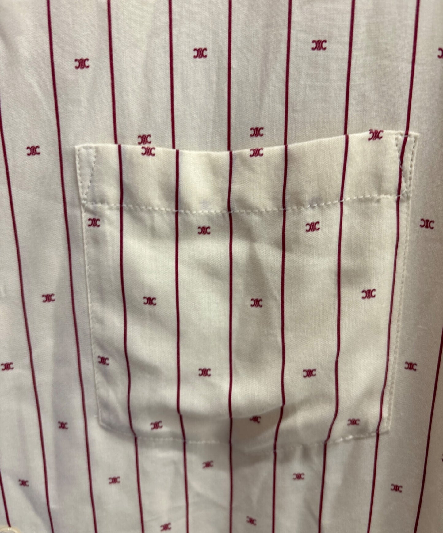 [Pre-owned] CELINE Céline Mini Triomphe Stripe Hawaiian Shirt / Open-Collar Shirt / Rayon Shirt 2C09B825W.16CB