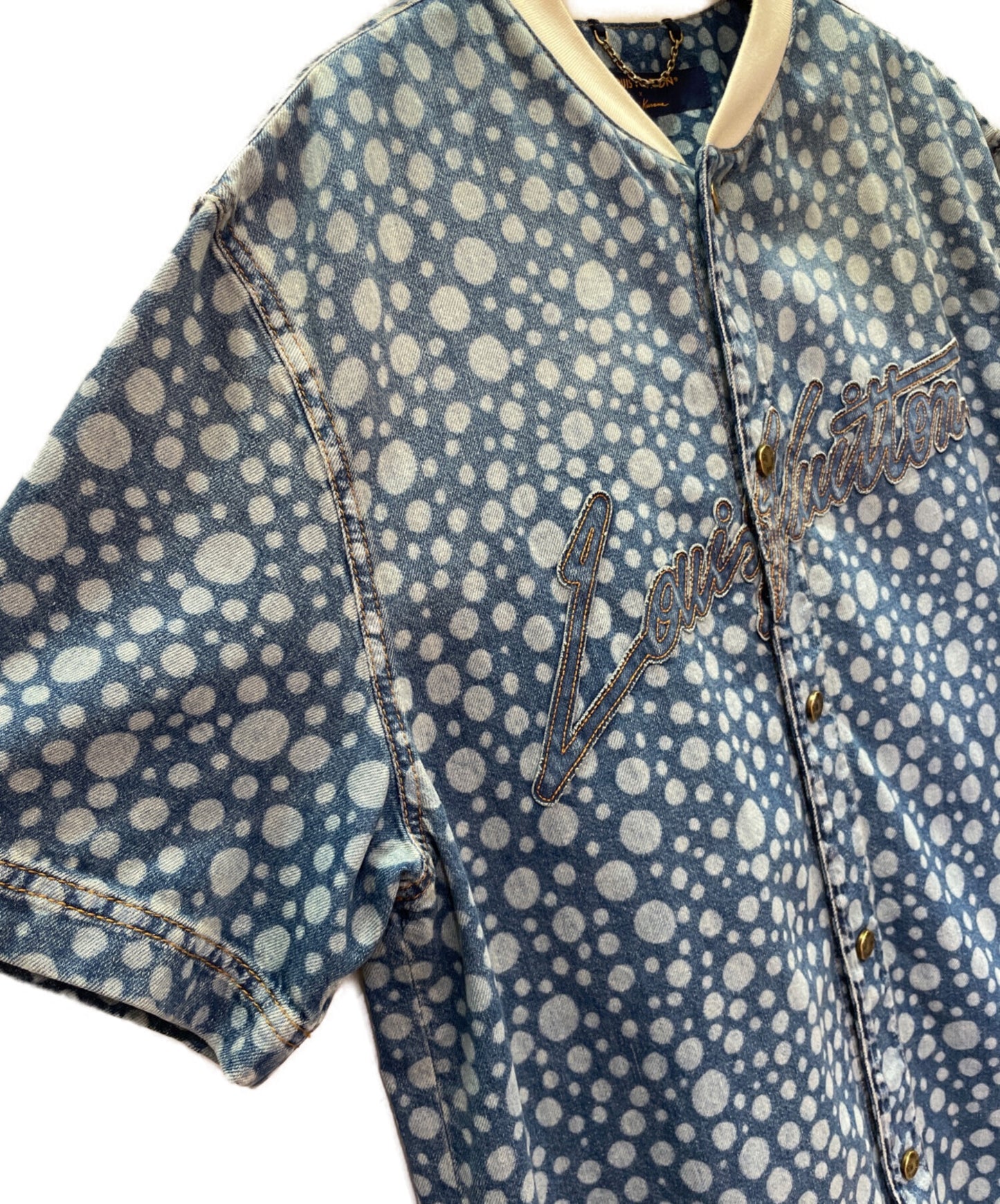 [Pre-owned] LOUIS VUITTON Infinity Dots Denim Baseball Shirt / Indigo / Denim Shirt RM232H