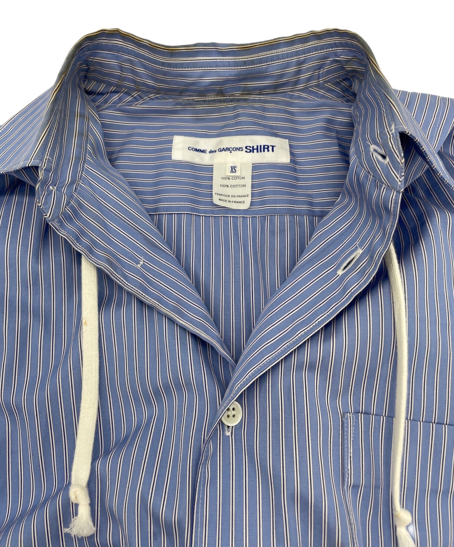 [Pre-owned] COMME des GARCONS Striped Hooded Shirt Coat S28076