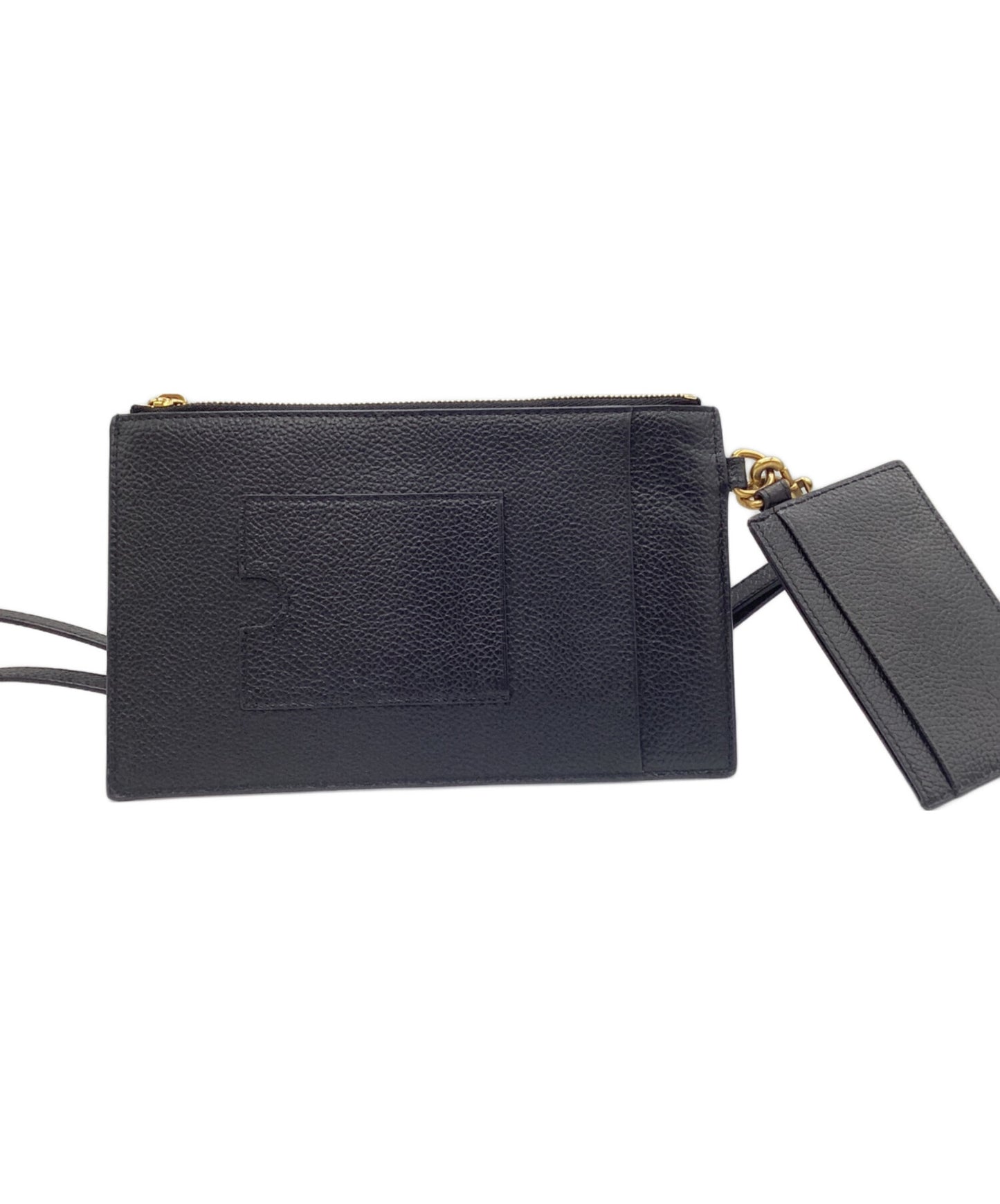 [Pre-owned] BALENCIAGA Logo-printed neck-shoulder leather cash pouch & card case 659783