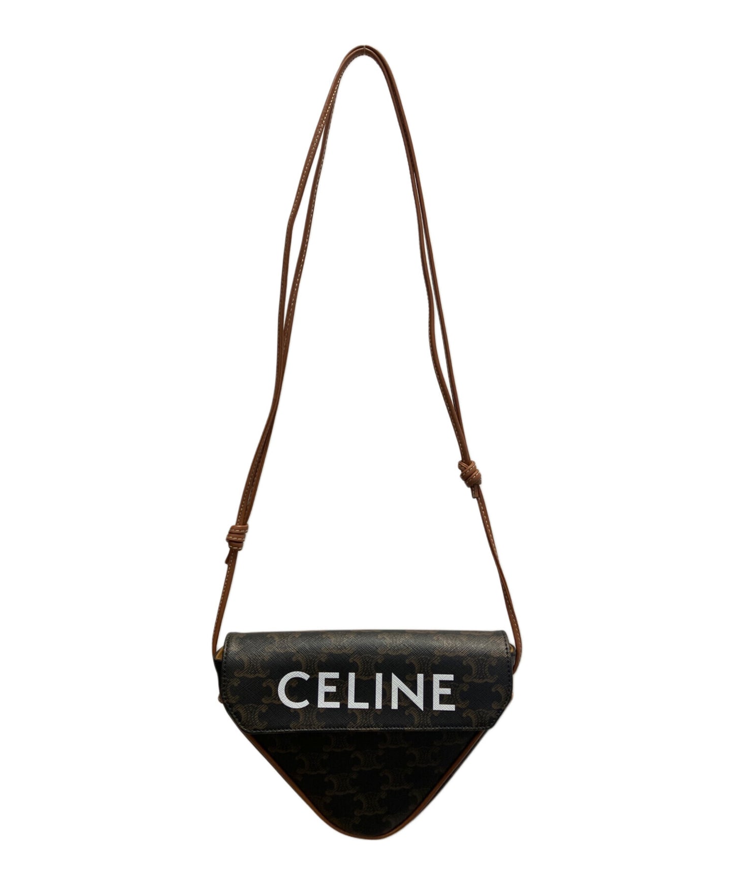 [Pre-owned] CELINE TRIONF Triangle PVC x Leather Shoulder Bag A3841832