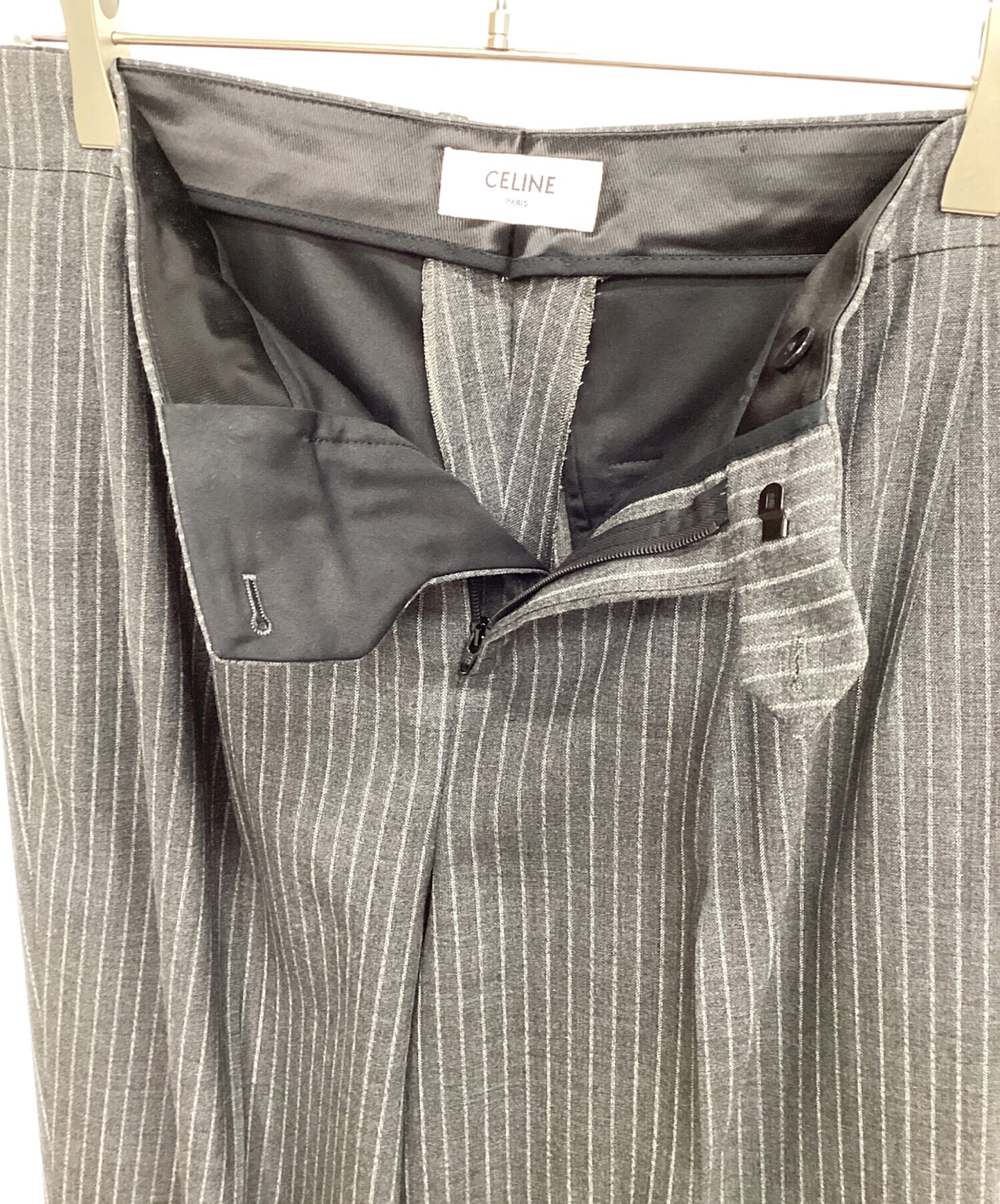 [Pre-owned] CELINE Tucked wide stripe pants 2P498158M